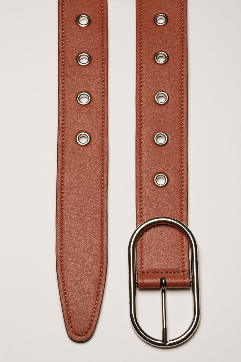 Leather eyelet belt almond brown 4