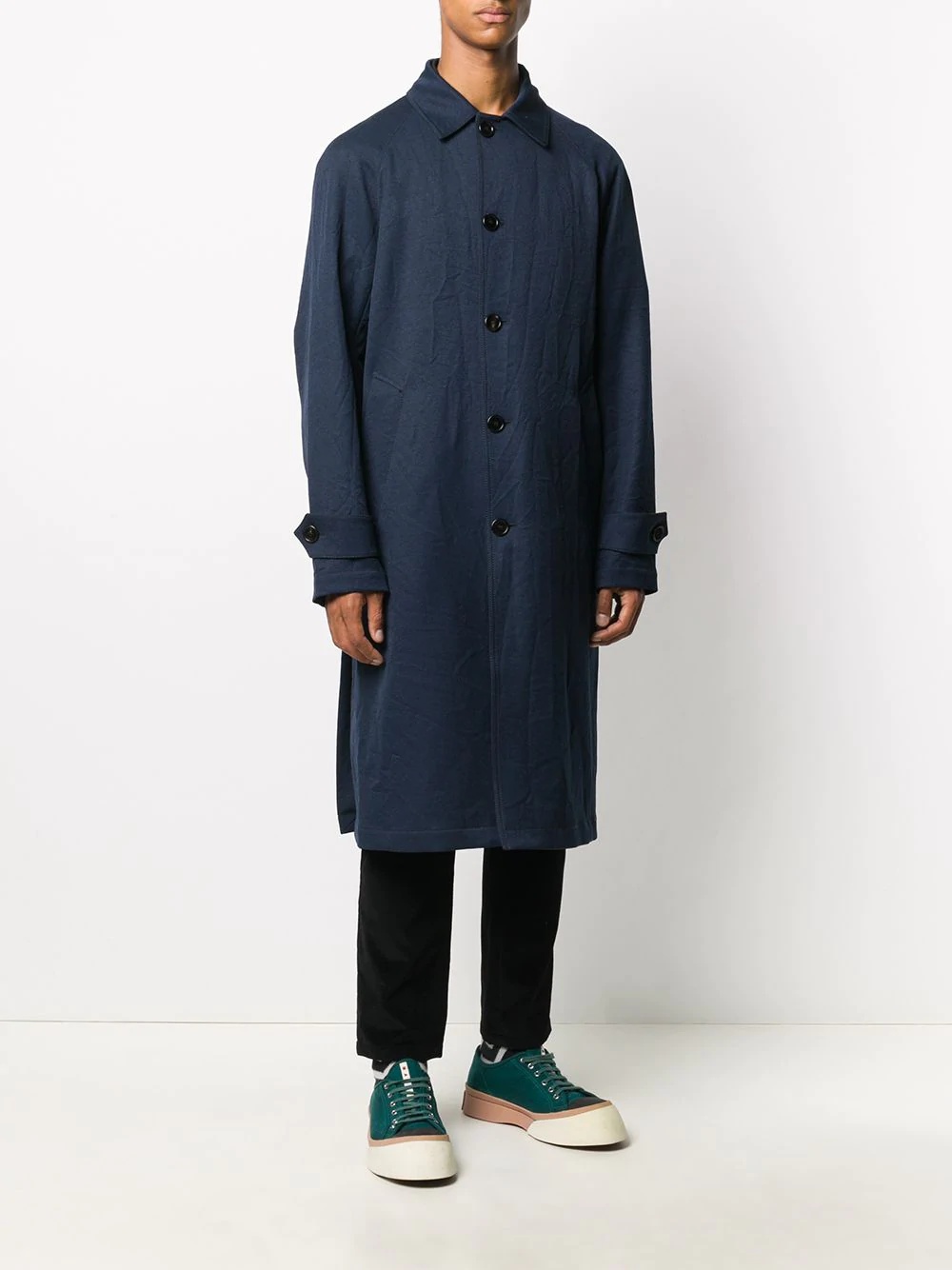 single-breasted mid-length coat - 3