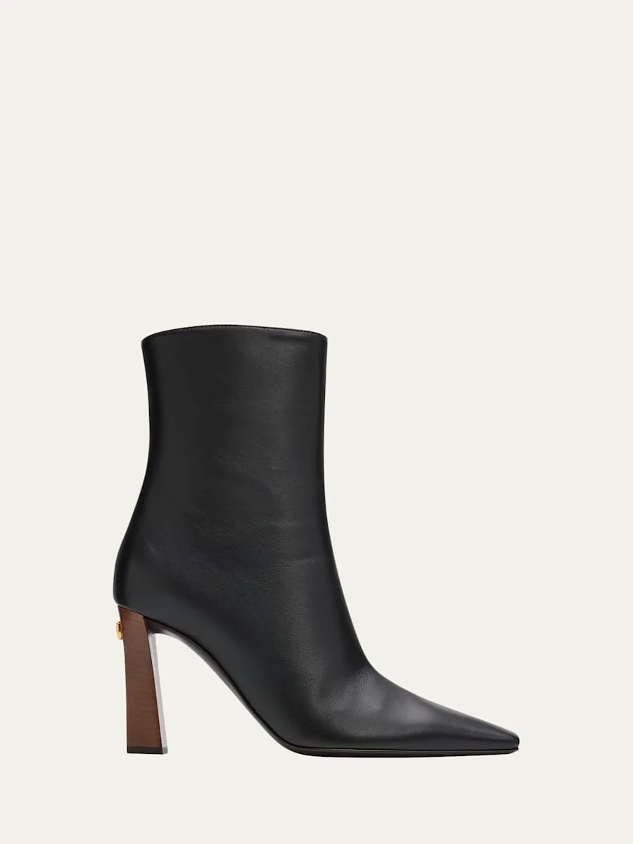 90mm Stretch Leather Ankle Booties - 1