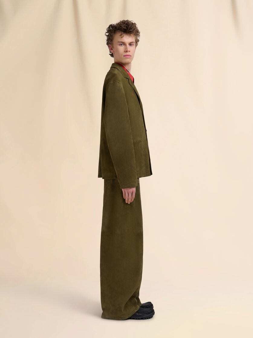 DEEP GREEN SUEDE TROUSERS - 5