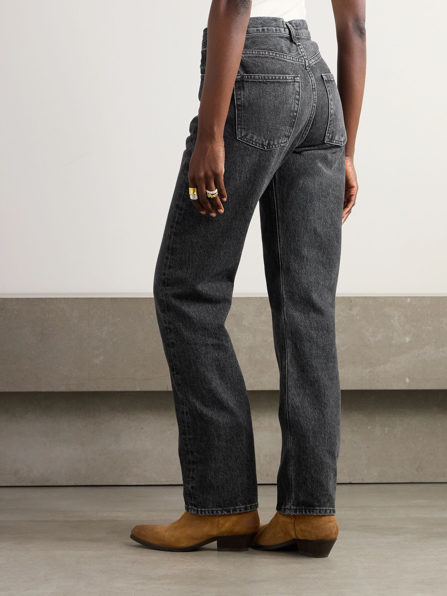 Kelly high-rise straight-leg organic jeans Black - 4