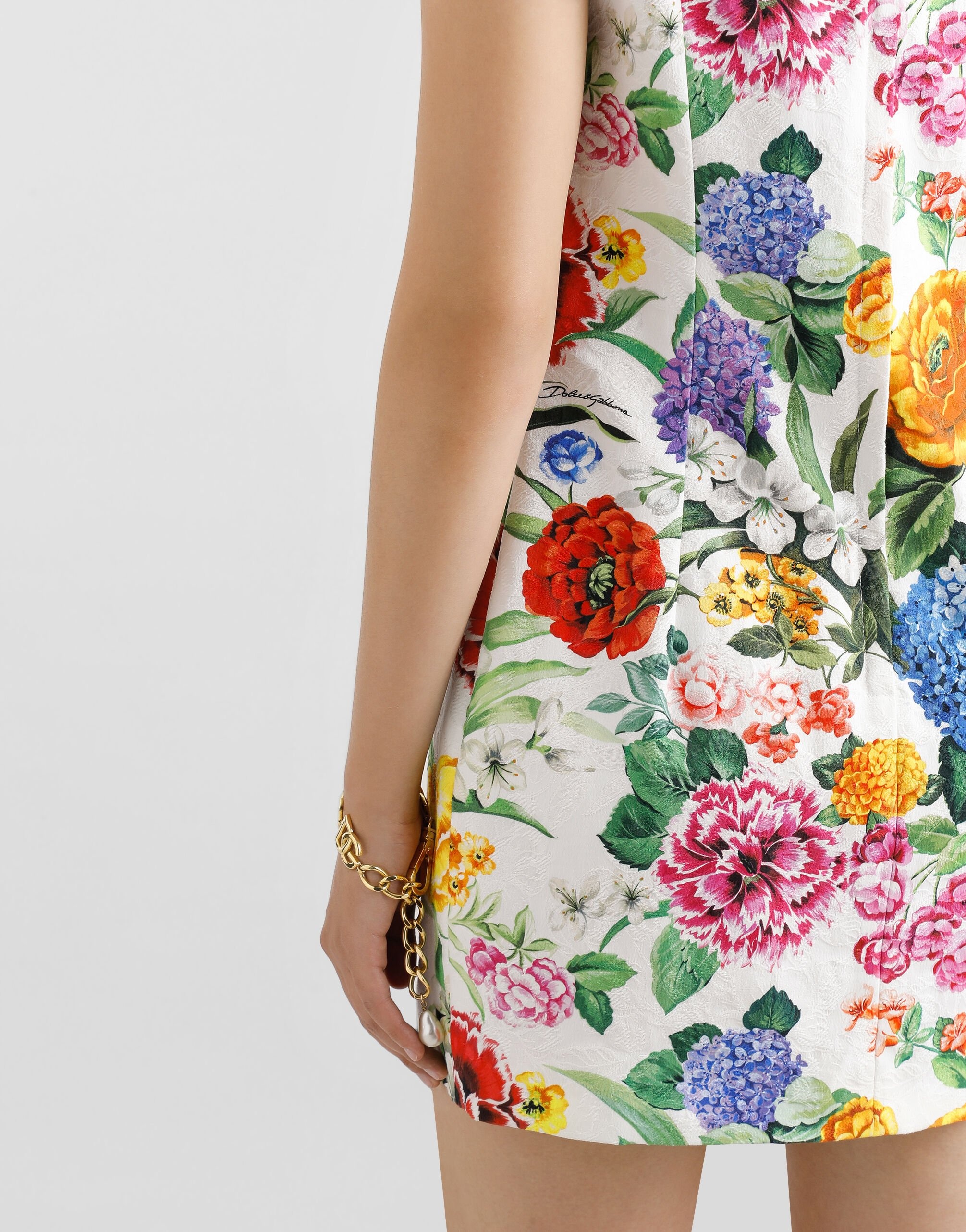 Brocade midi dress with floral print - 5