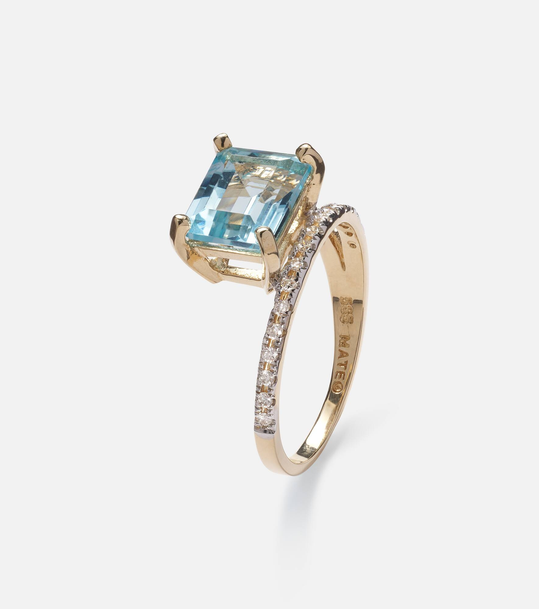 Point of Focus 14kt gold ring with diamonds and topaz - 4