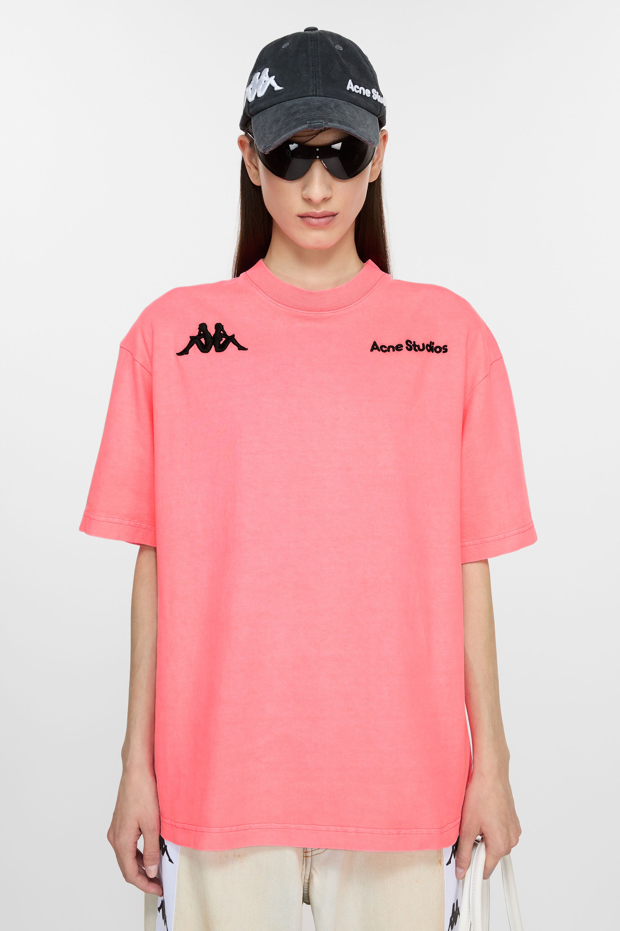Short sleeve logo t-shirt - Acne Studios x Kappa - Neon Pink - 2