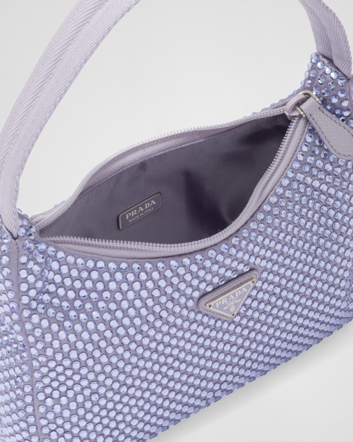Satin mini-bag with artificial crystals - 5