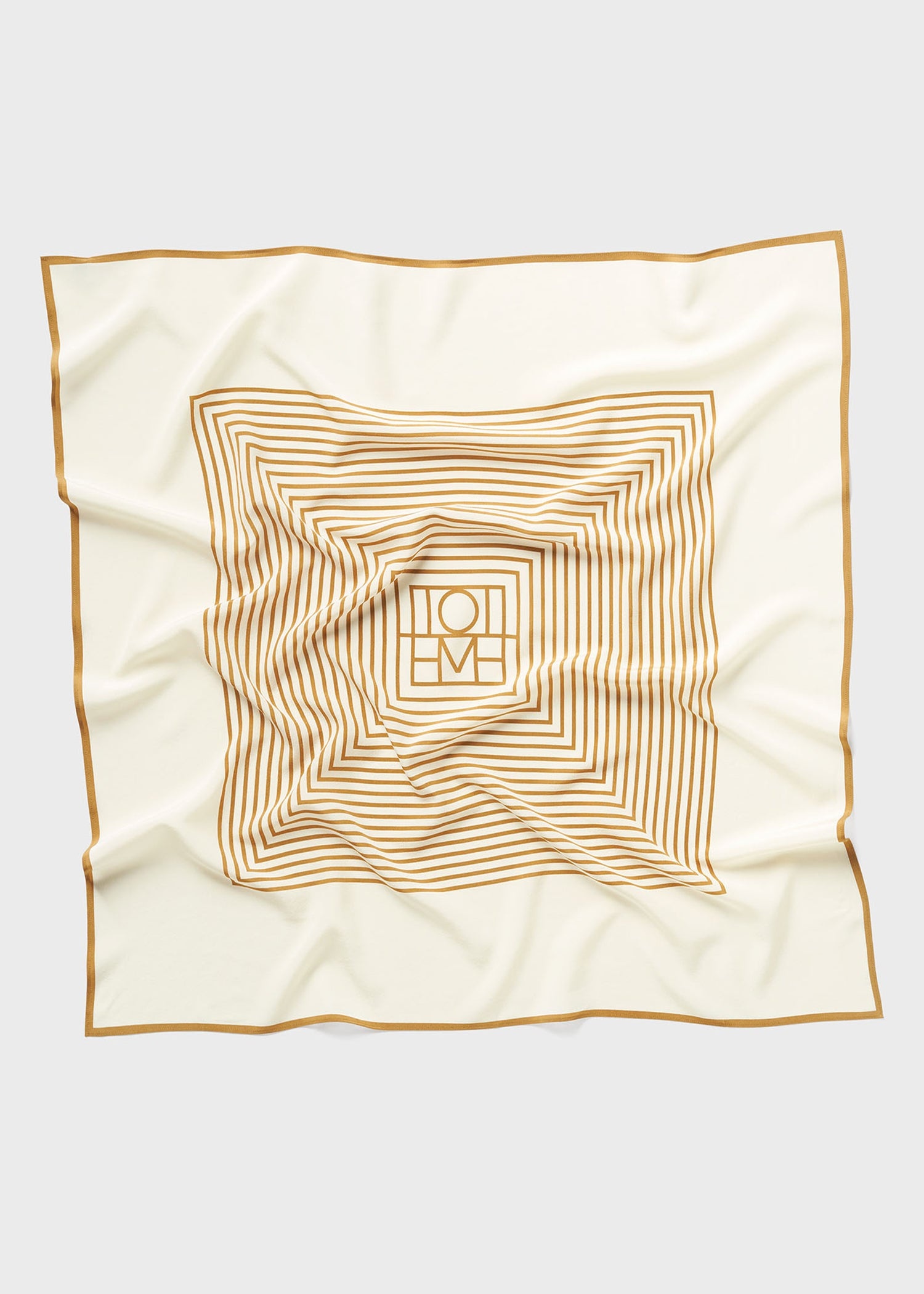 Centered monogram silk scarf bone - 4