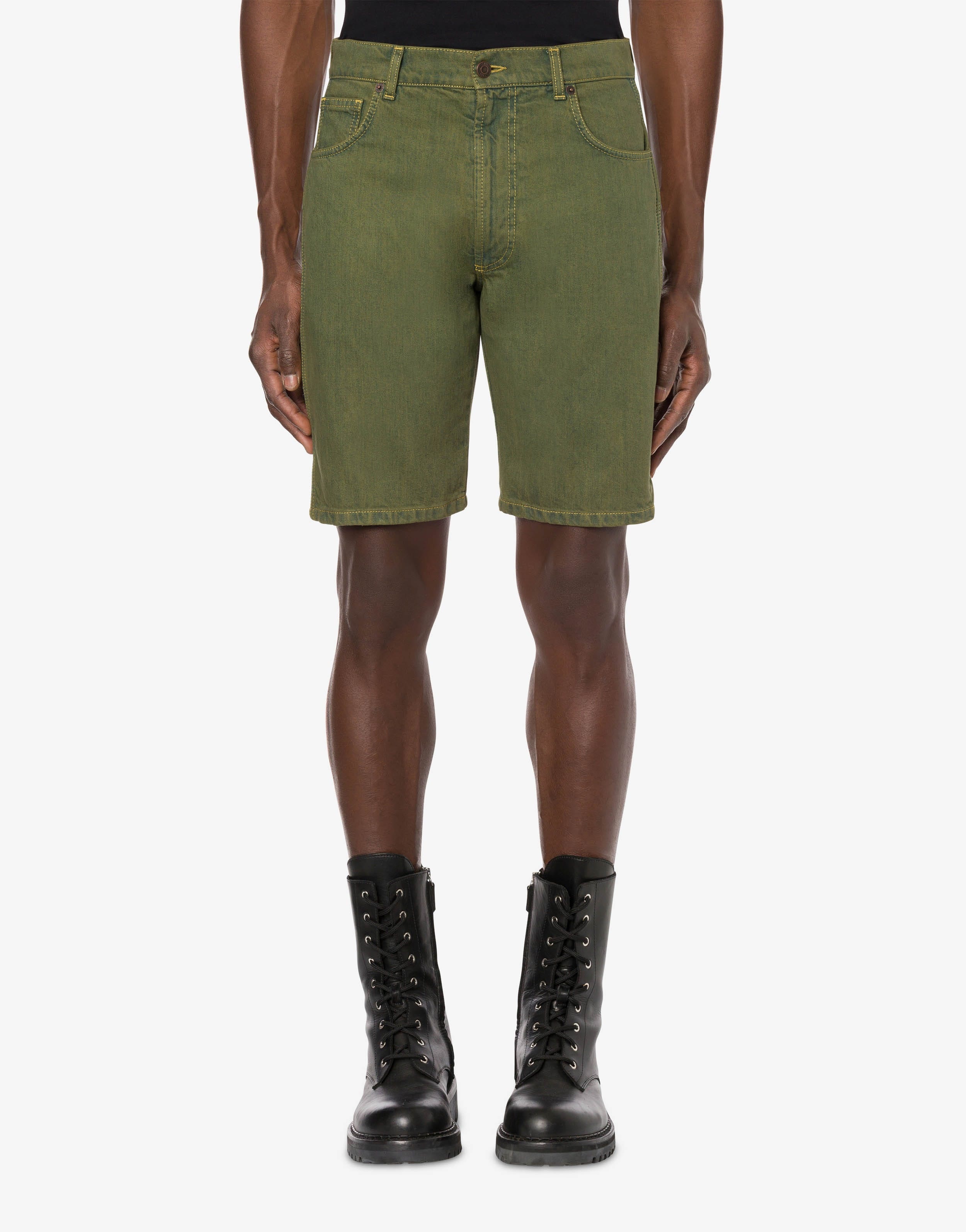 DOUBLE SMILEY® LOGO OVERDYED DENIM BERMUDA SHORTS - 2