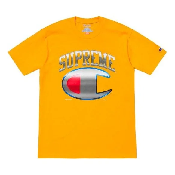 Supreme SS19 x Champion Chrome S/S Top Crossover Short Sleeve Unisex Gold Color SUP-SS19-10253 - 1