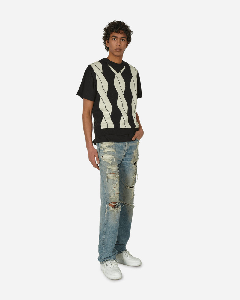AWAKE NY Cable Sweater Vest Black / White outlook