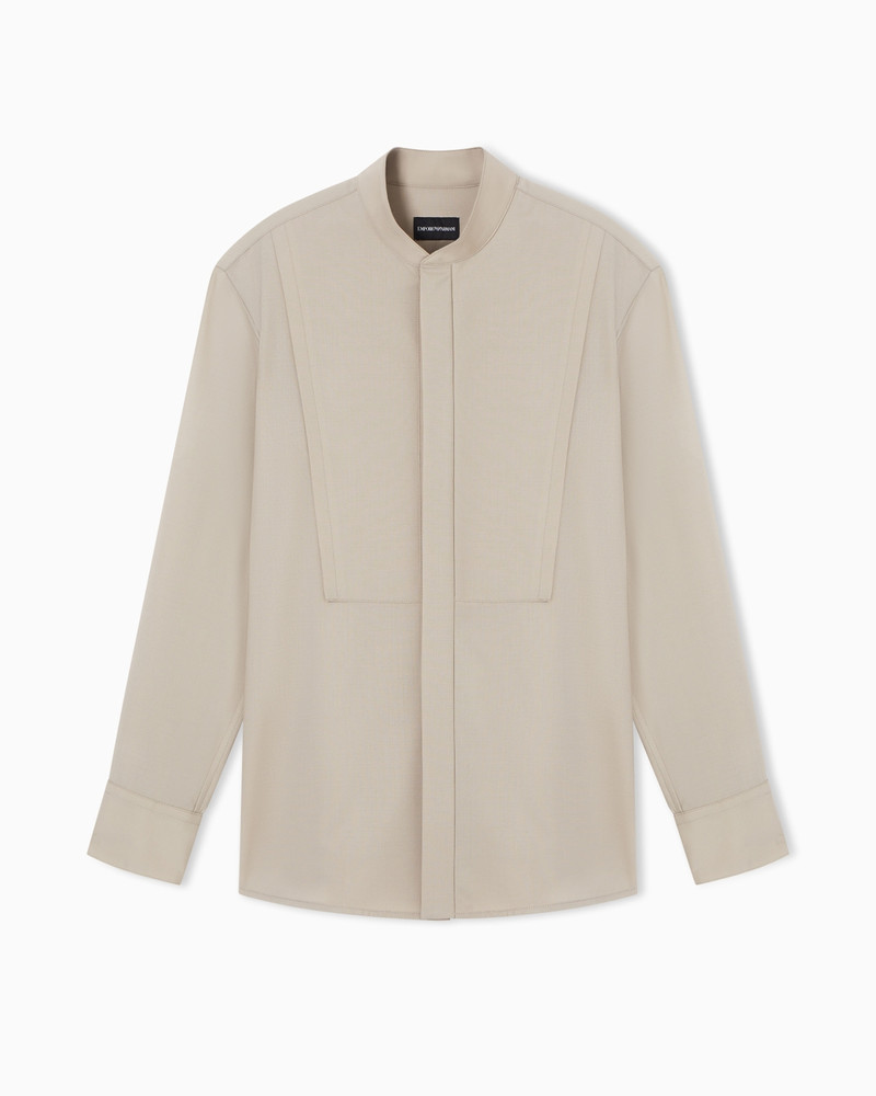 GURU-COLLAR SHIRT IN SOFT-FINISH VIRGIN-WOOL CANVAS 1