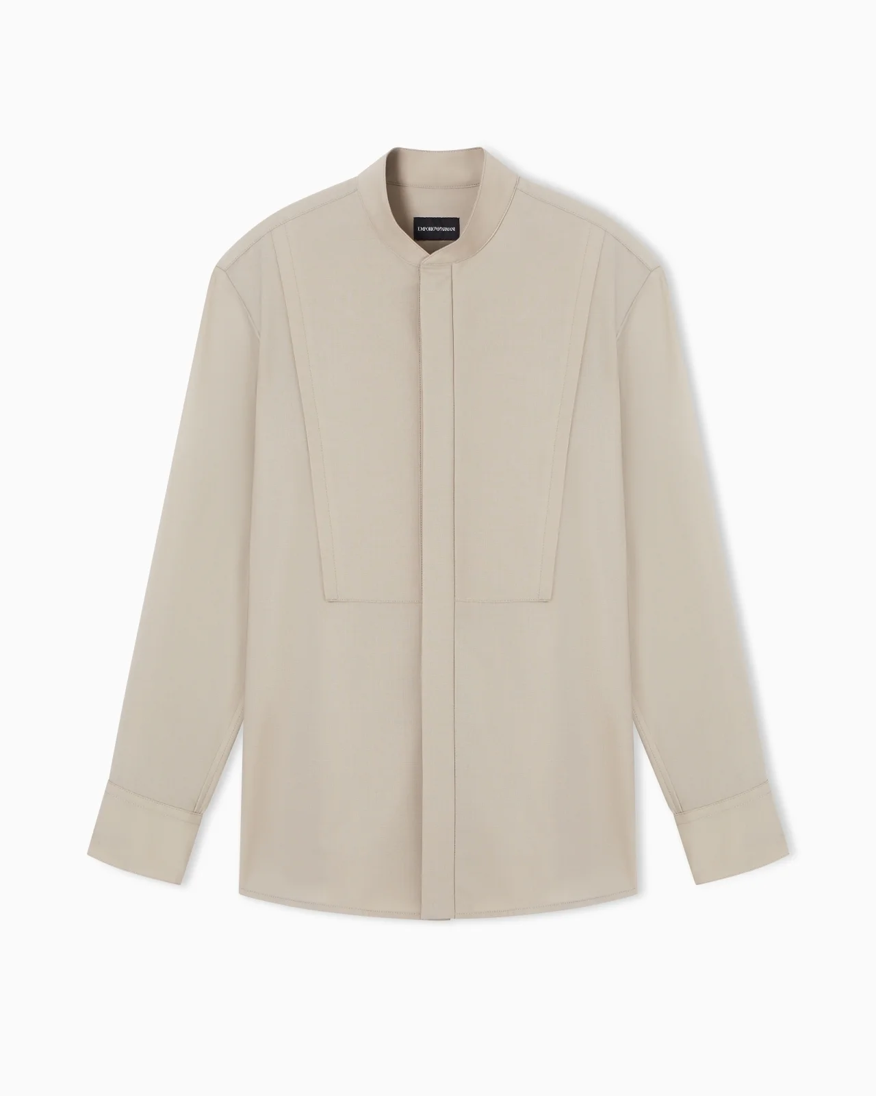 GURU-COLLAR SHIRT IN SOFT-FINISH VIRGIN-WOOL CANVAS - 1