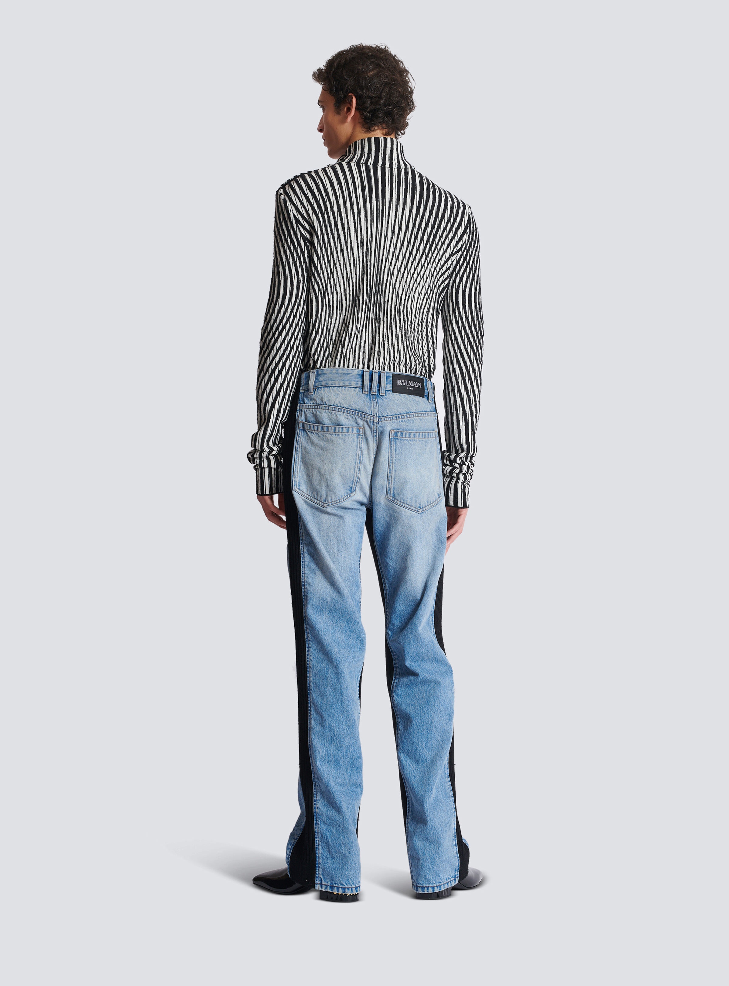 Loose-fit denim and knit jeans - 4
