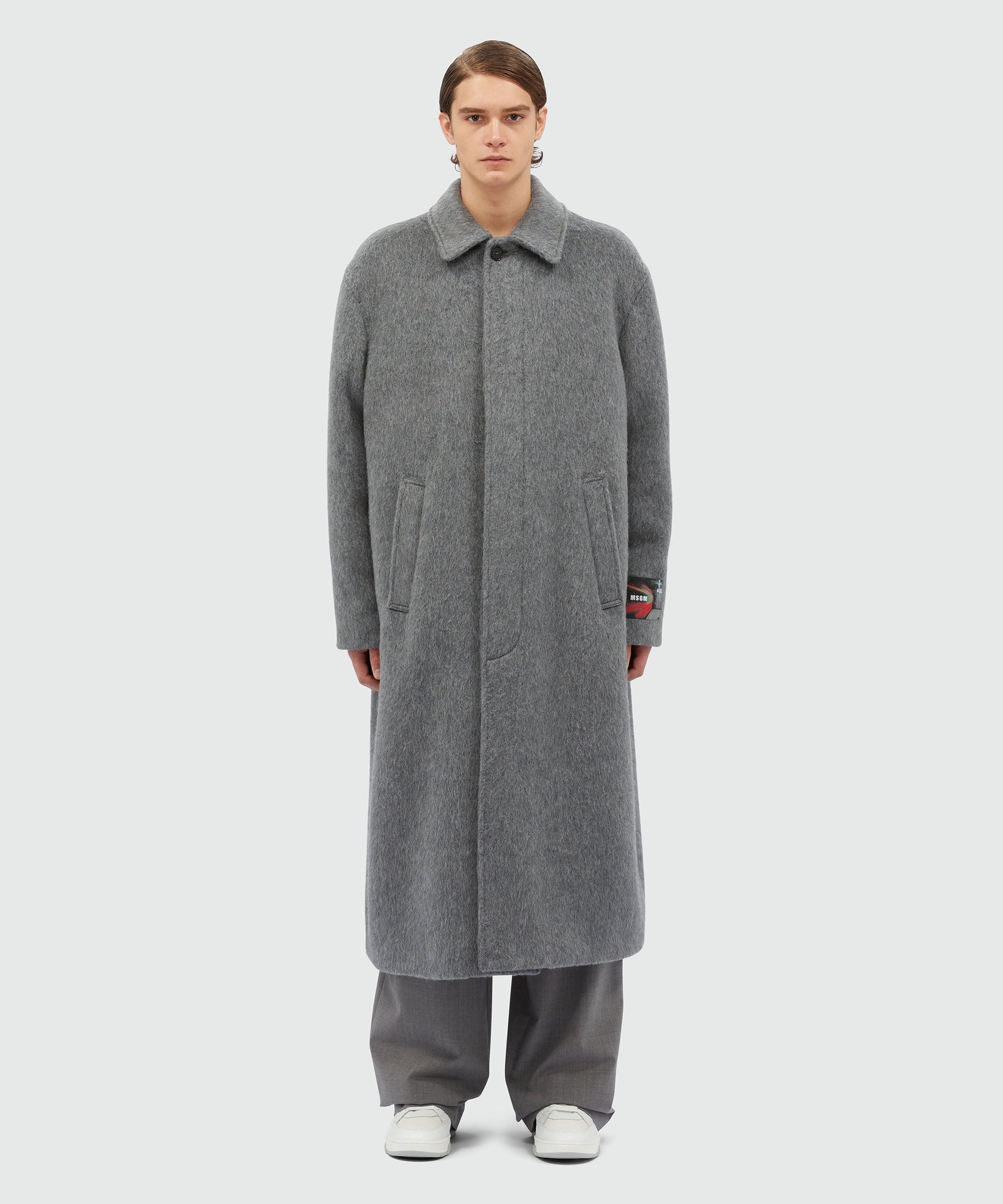 Long gray wool blend coat - 2