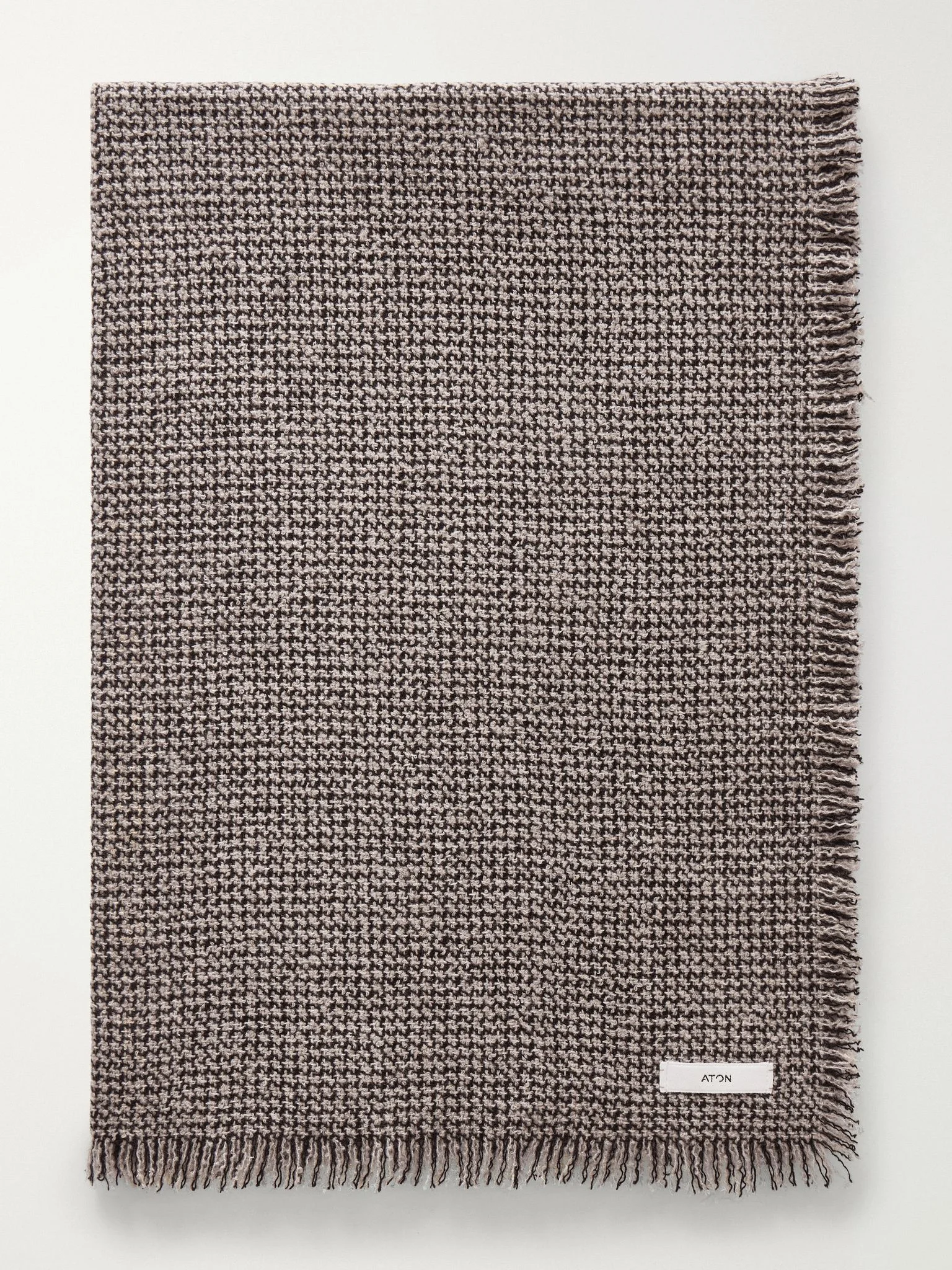 Logo-Appliquéd Fringed Cashmere-Bouclé Scarf Brown - 1