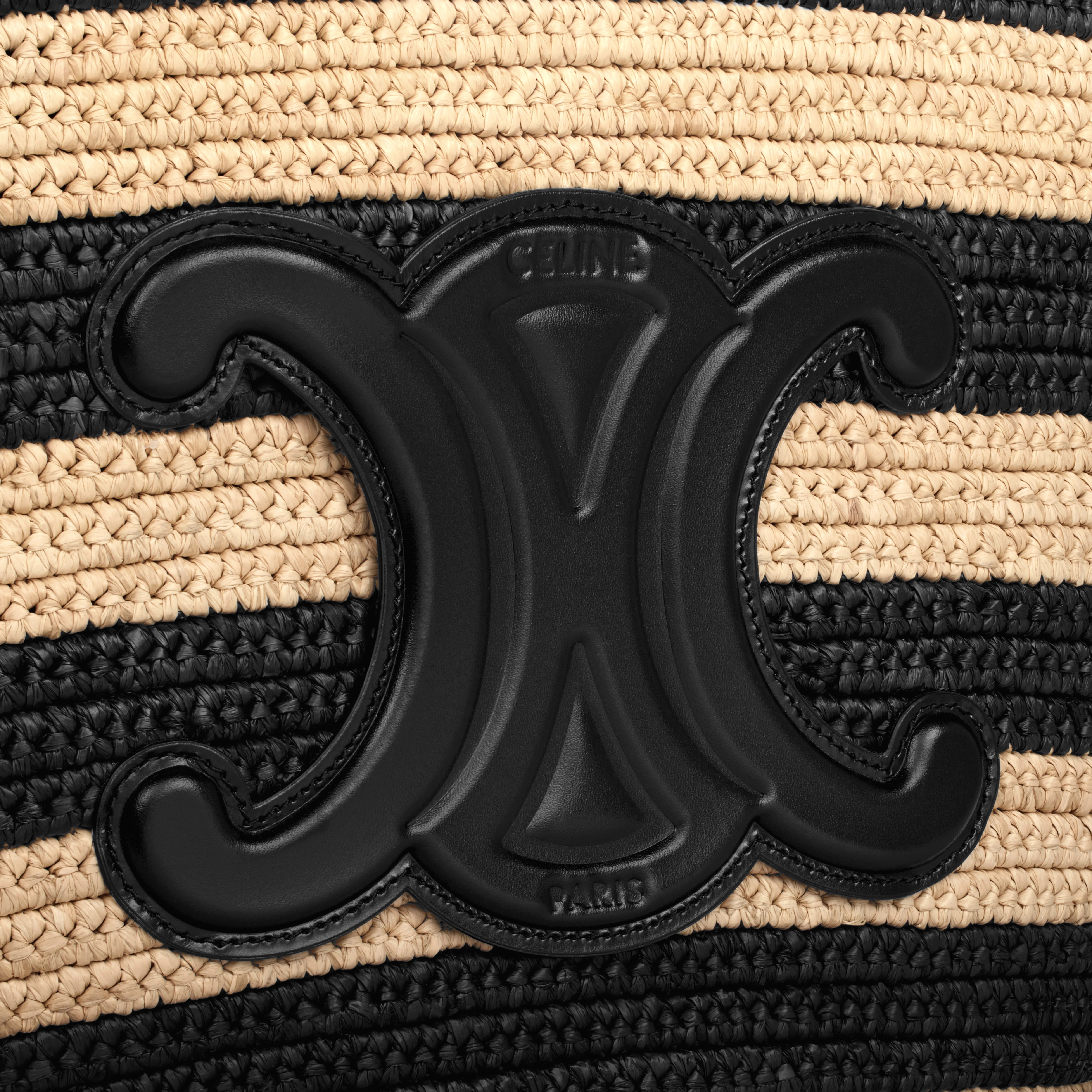 STRIPED COUFFIN Celine Classic Panier in RAFFIA AND CALFSKIN - 4