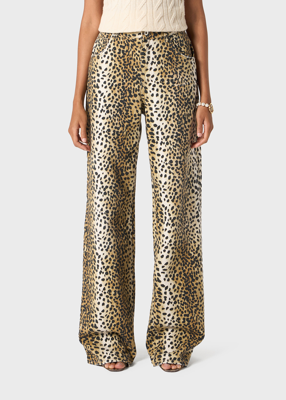 BOY FIT PANTS IN ANIMALIER PRINT BULL COTTON - 3