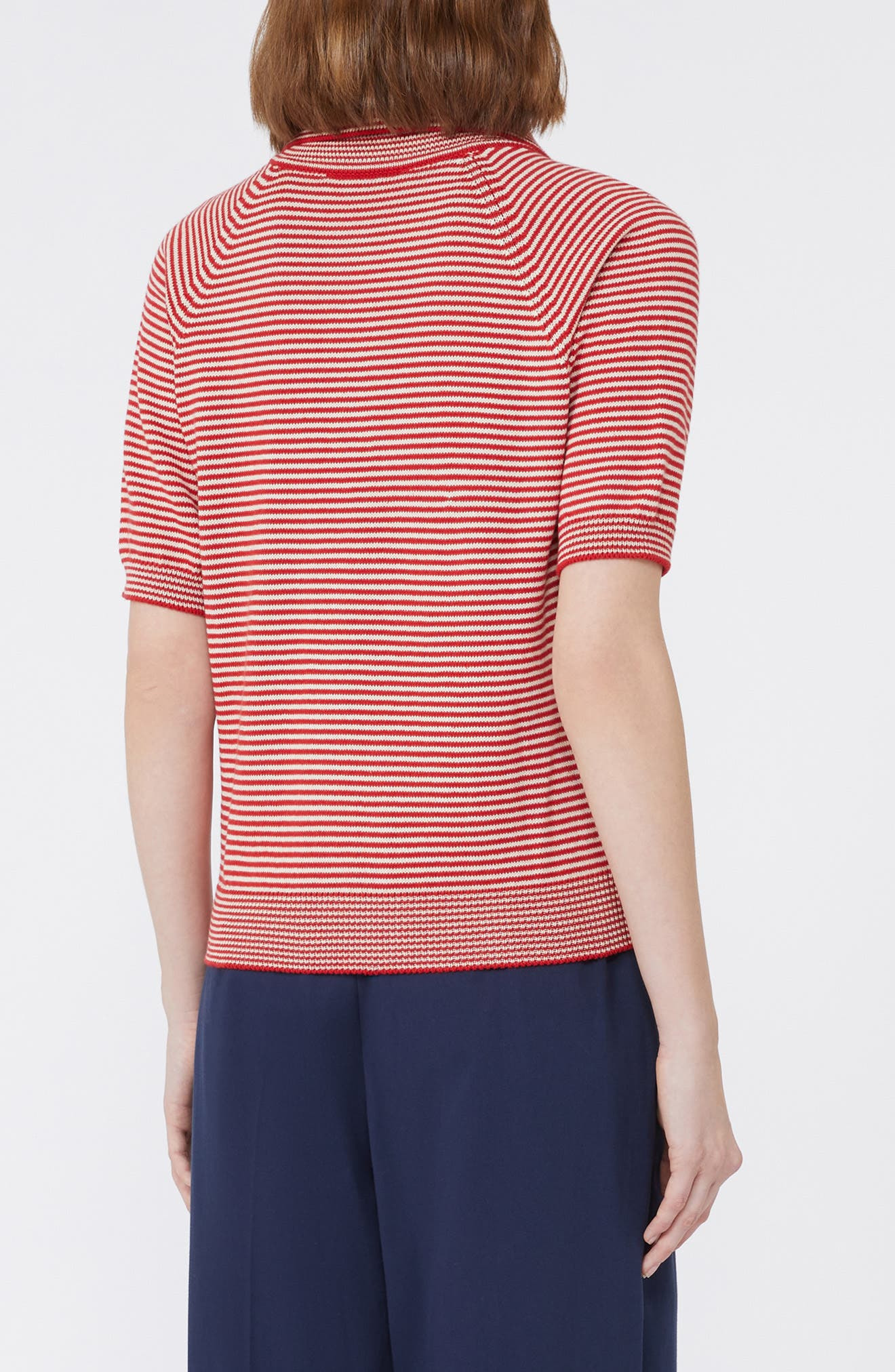 Weekend Max Mara Junior Stripe Cotton Polo Sweater in Red at Nordstrom - 2
