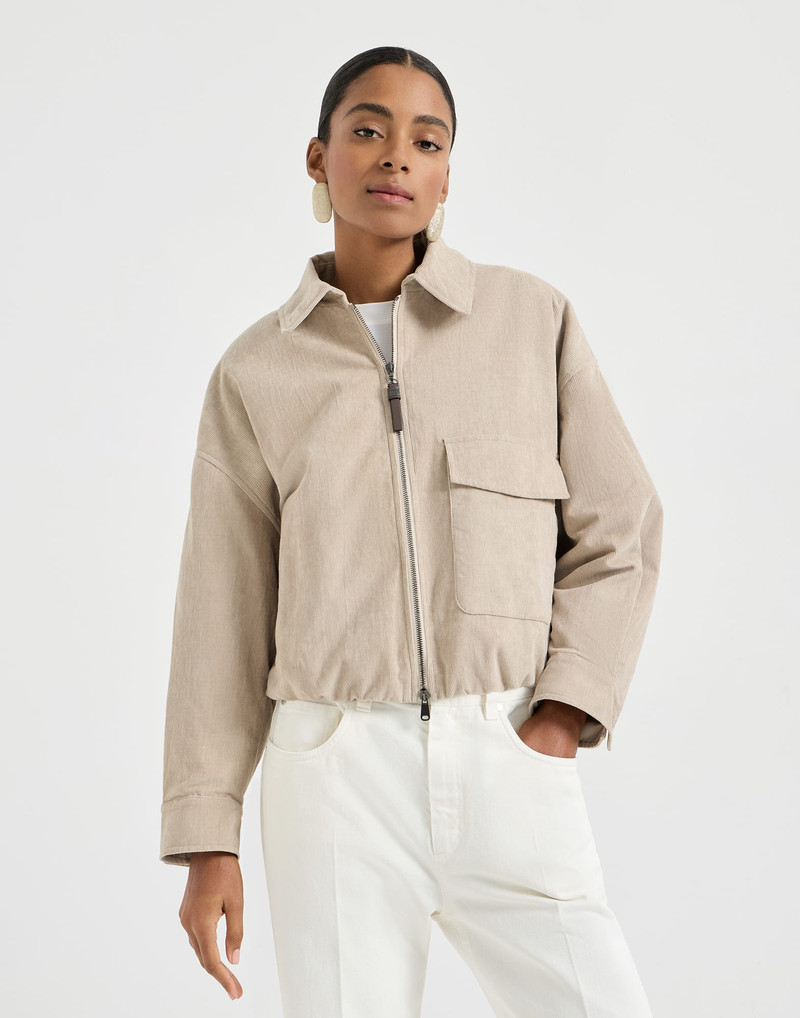 Brunello Cucinelli Comfort cotton vintage corduroy outerwear jacket with monili outlook