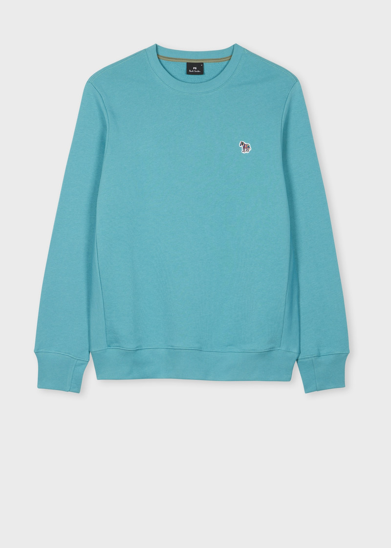 Teal Blue Organic Cotton 'Zebra' Badge Sweatshirt 1