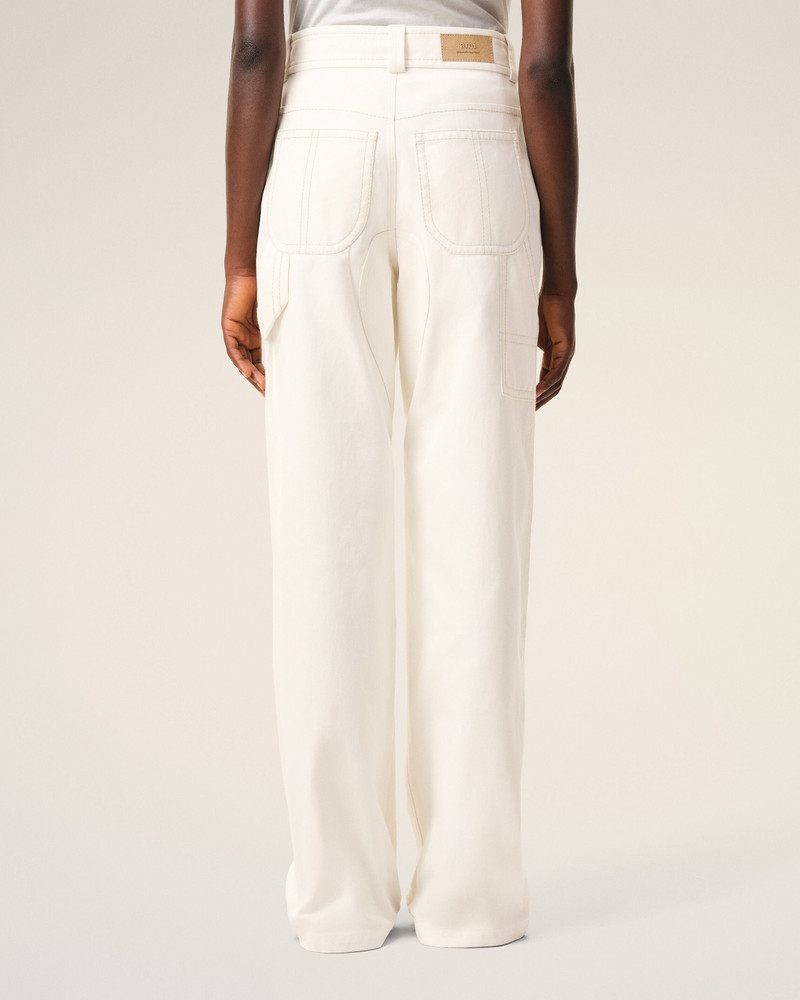 WHITE COTTON WORKER TROUSERS 4