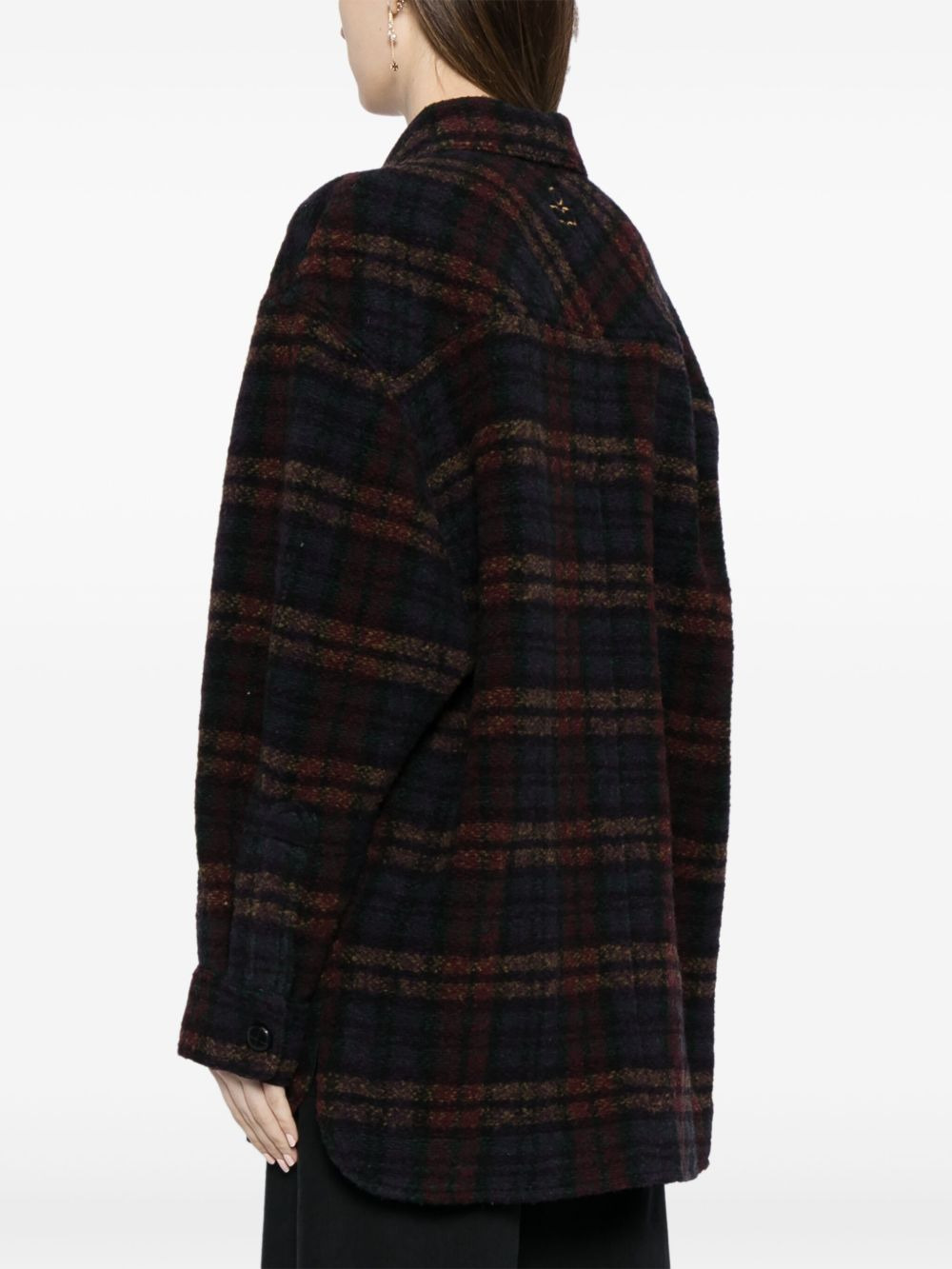 check-print blanket coat - 4