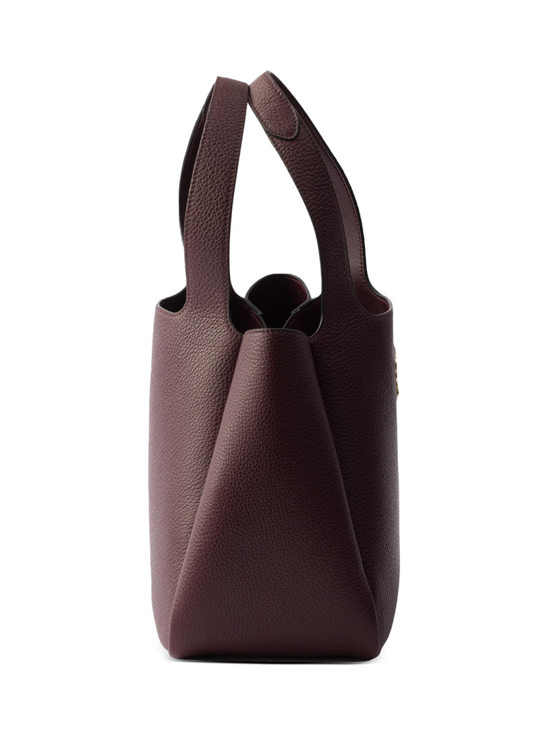 Women's Small Leather Tote Bag - Dark Red 6
