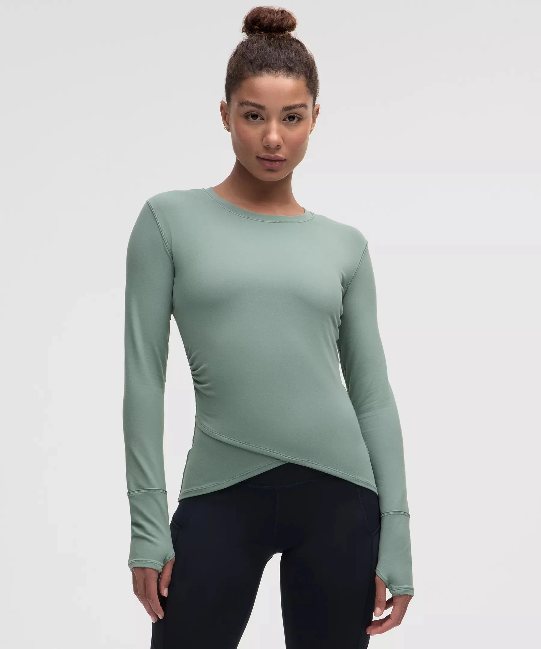 Rulu Gathered-Waist Long-Sleeve Running Top - 1