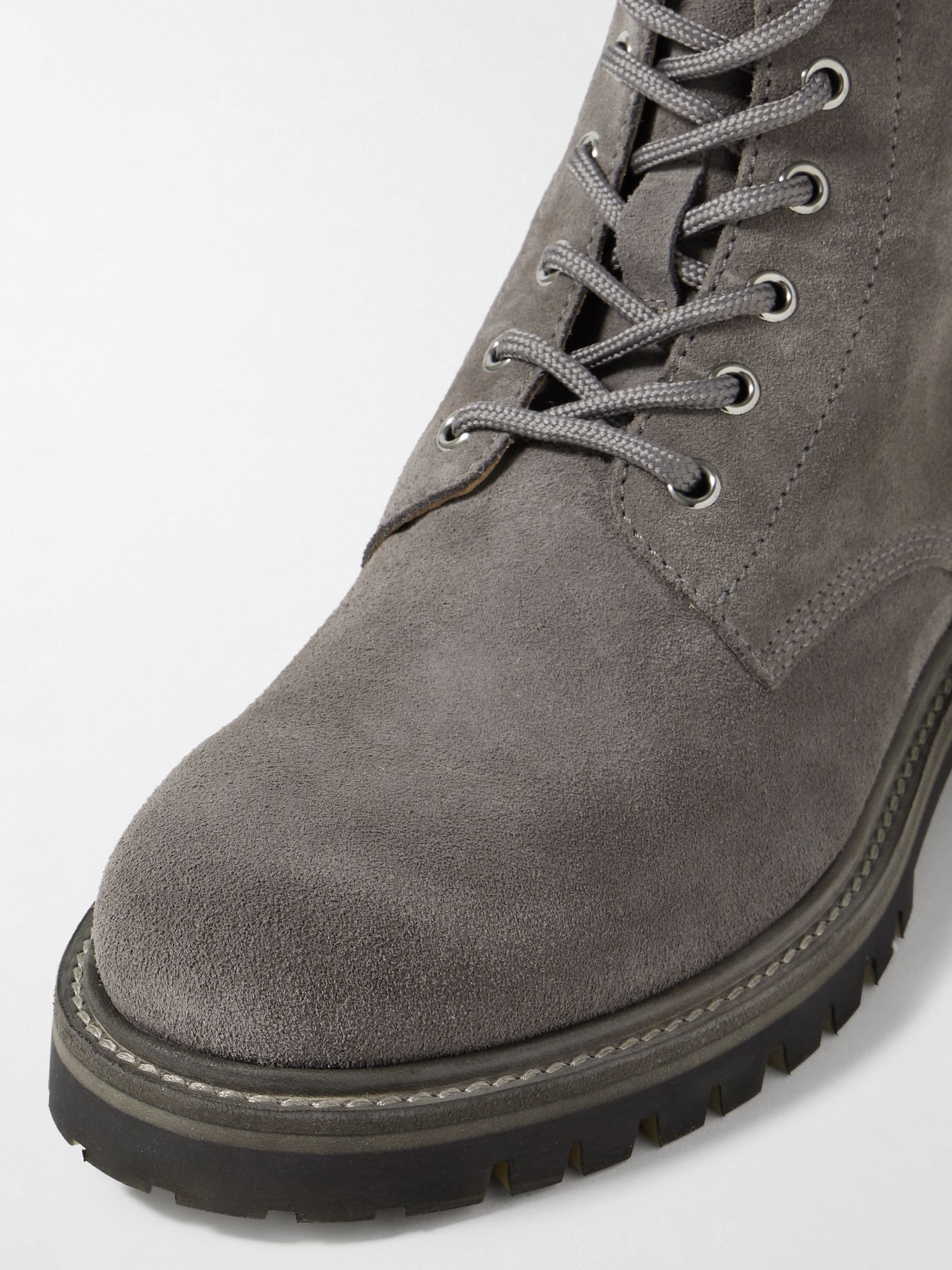 Boss 002 Leather-Trimmed Suede Boots Gray - 5