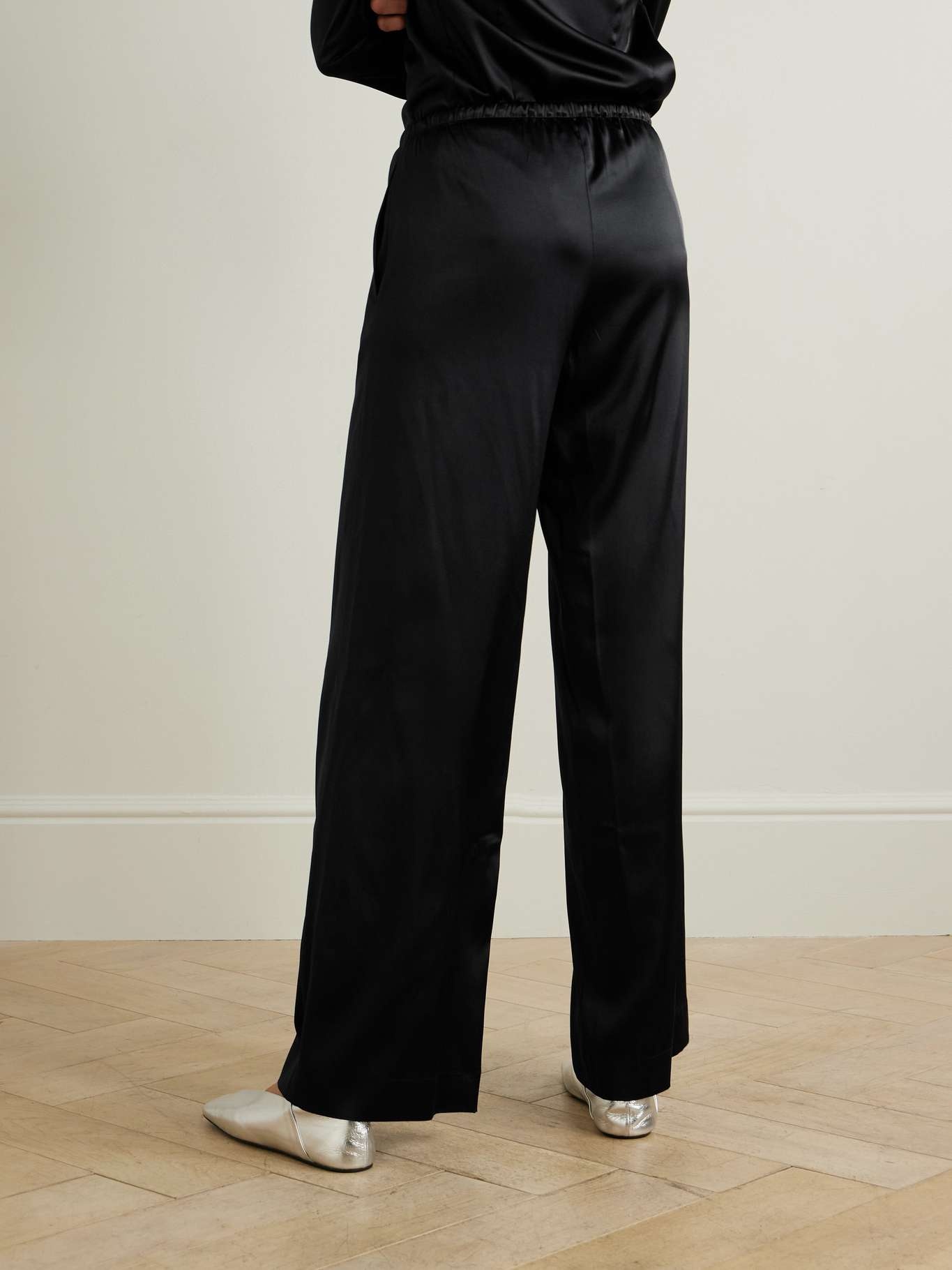 Brody silk-satin wide-leg pants Black - 4