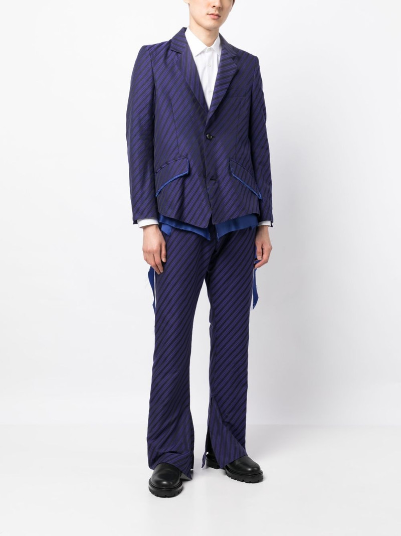 sulvam raw-hem striped blazer outlook