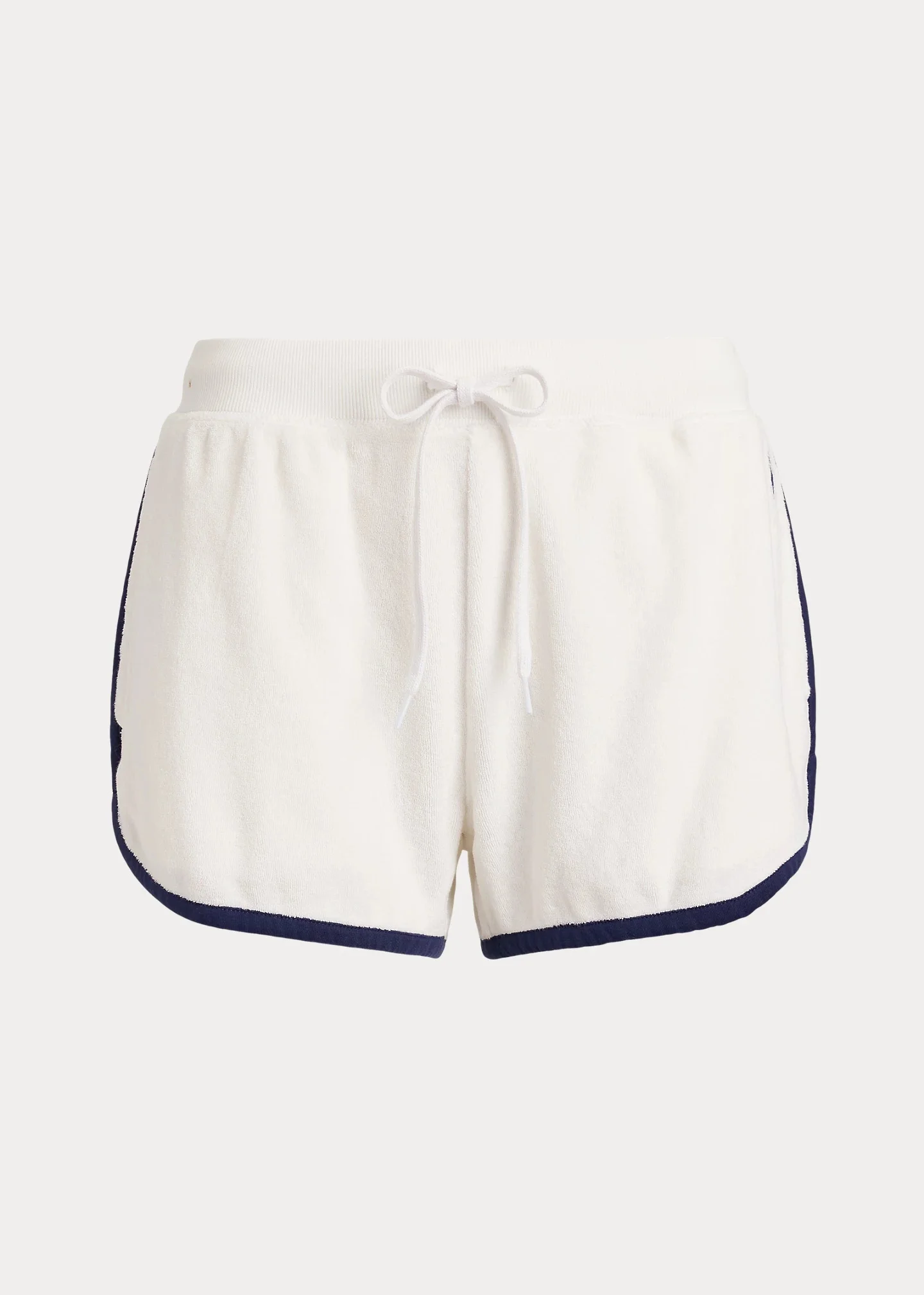 Women's Contrast-Trimmed Cotton-Blend Terry Shorts - White - 1