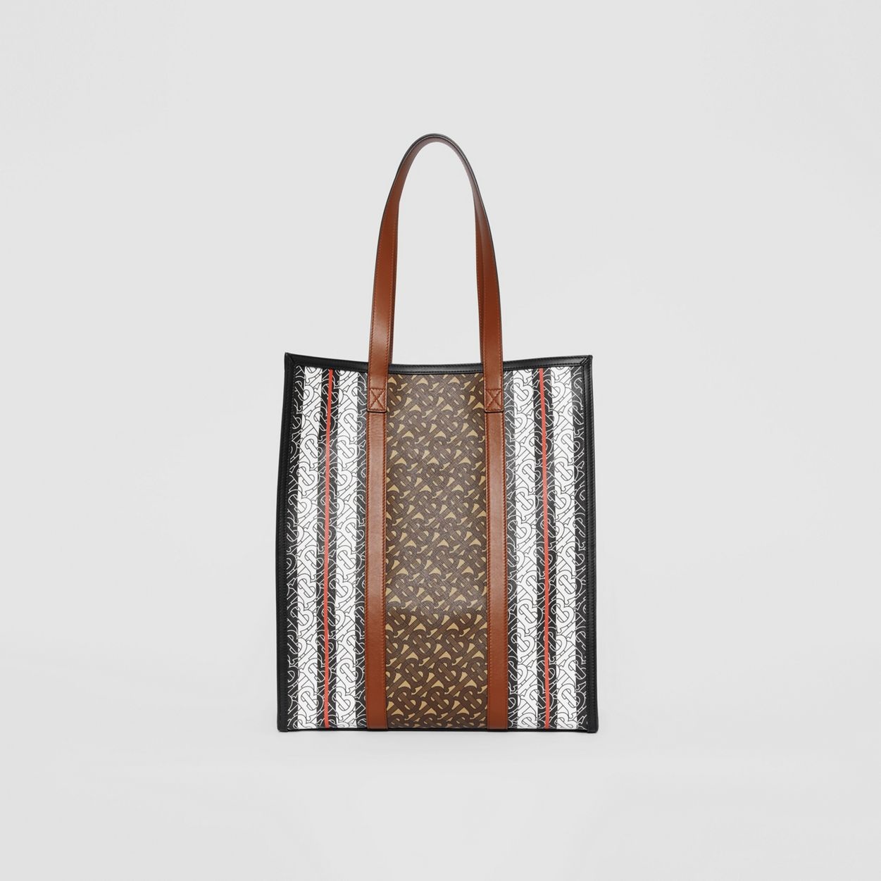 Monogram Stripe E-canvas Portrait Tote Bag - 10