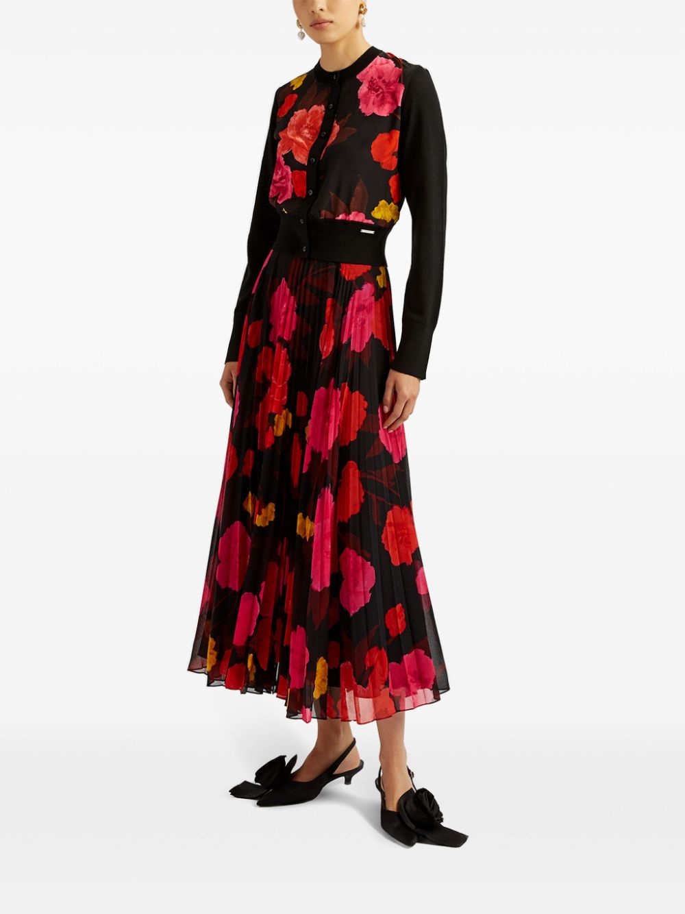 floral-print pleated midi skirt - 2