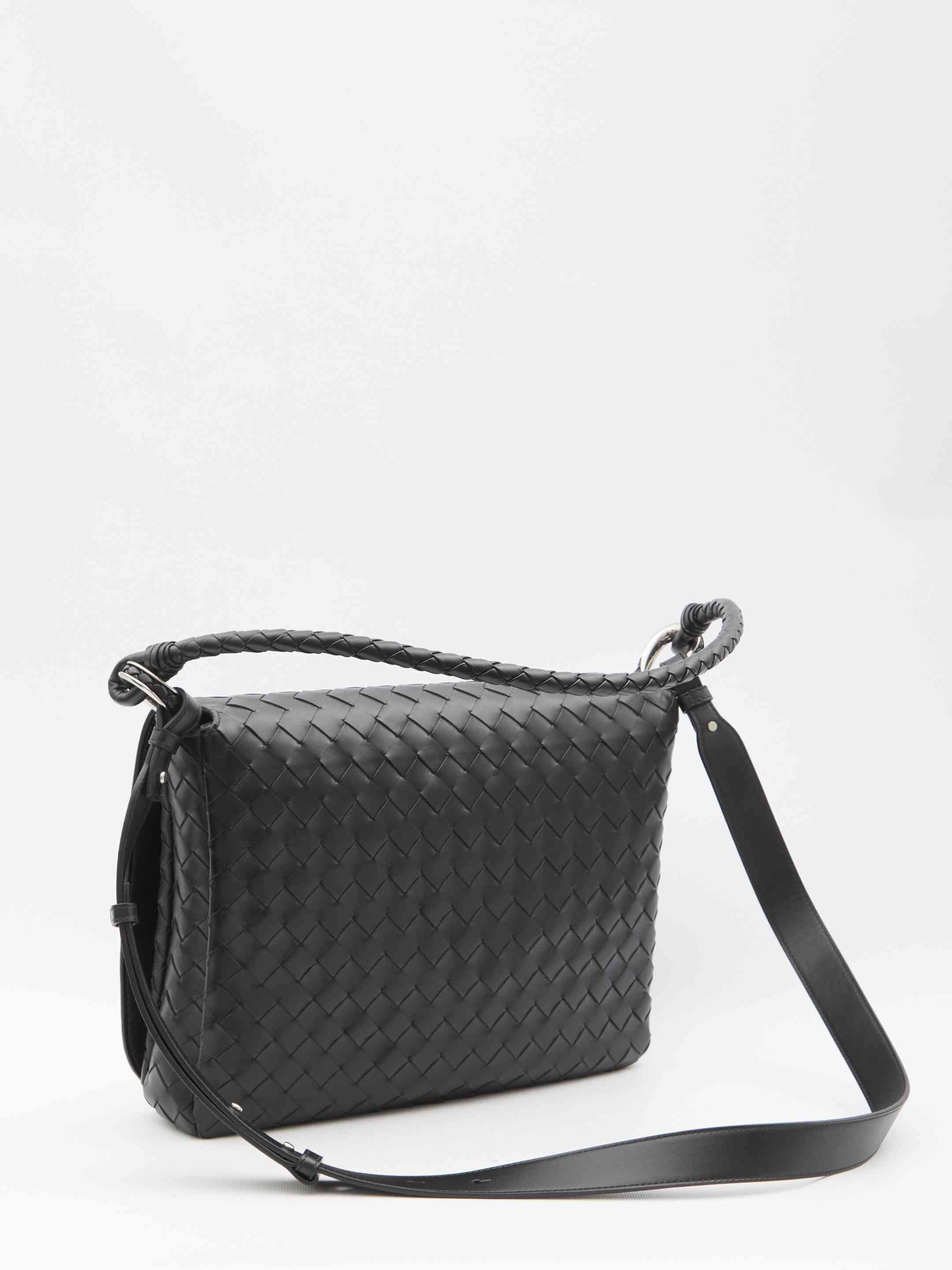 Bottega Veneta Men Black Messenger Swing Bag - 2