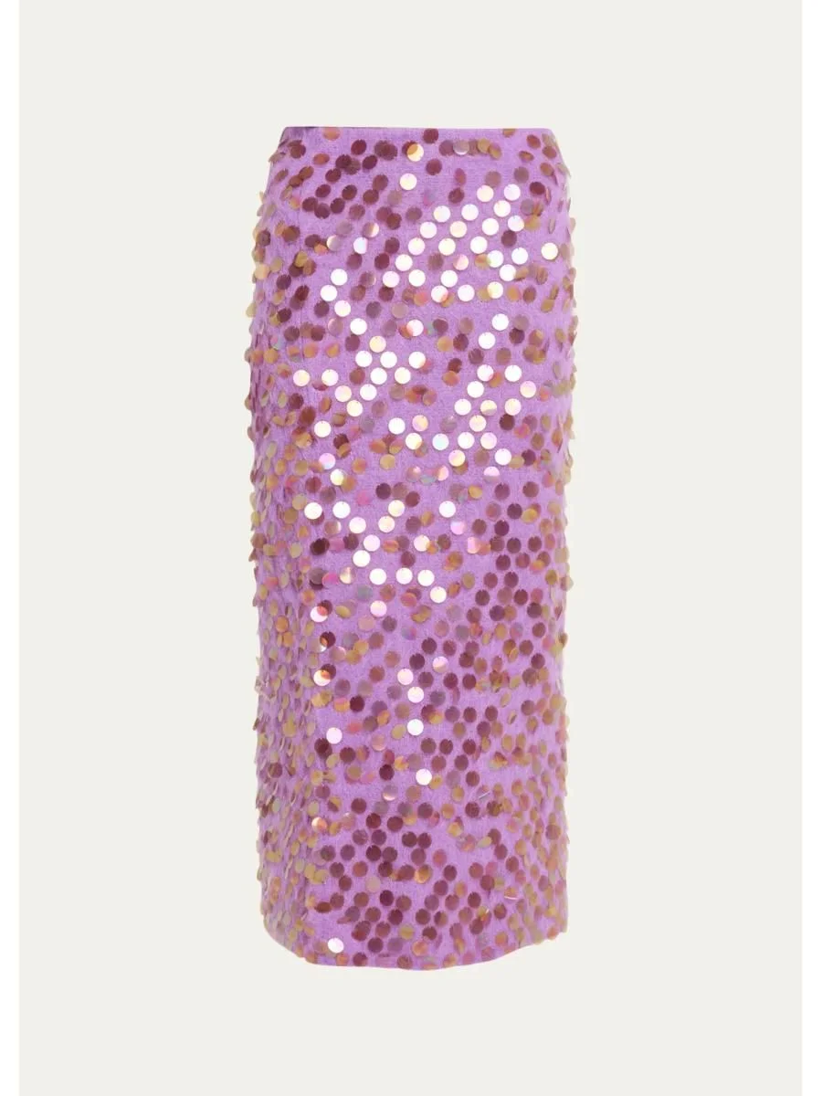 Delphine Sequined Mohair-Blend Knit Midi Skirt - 1