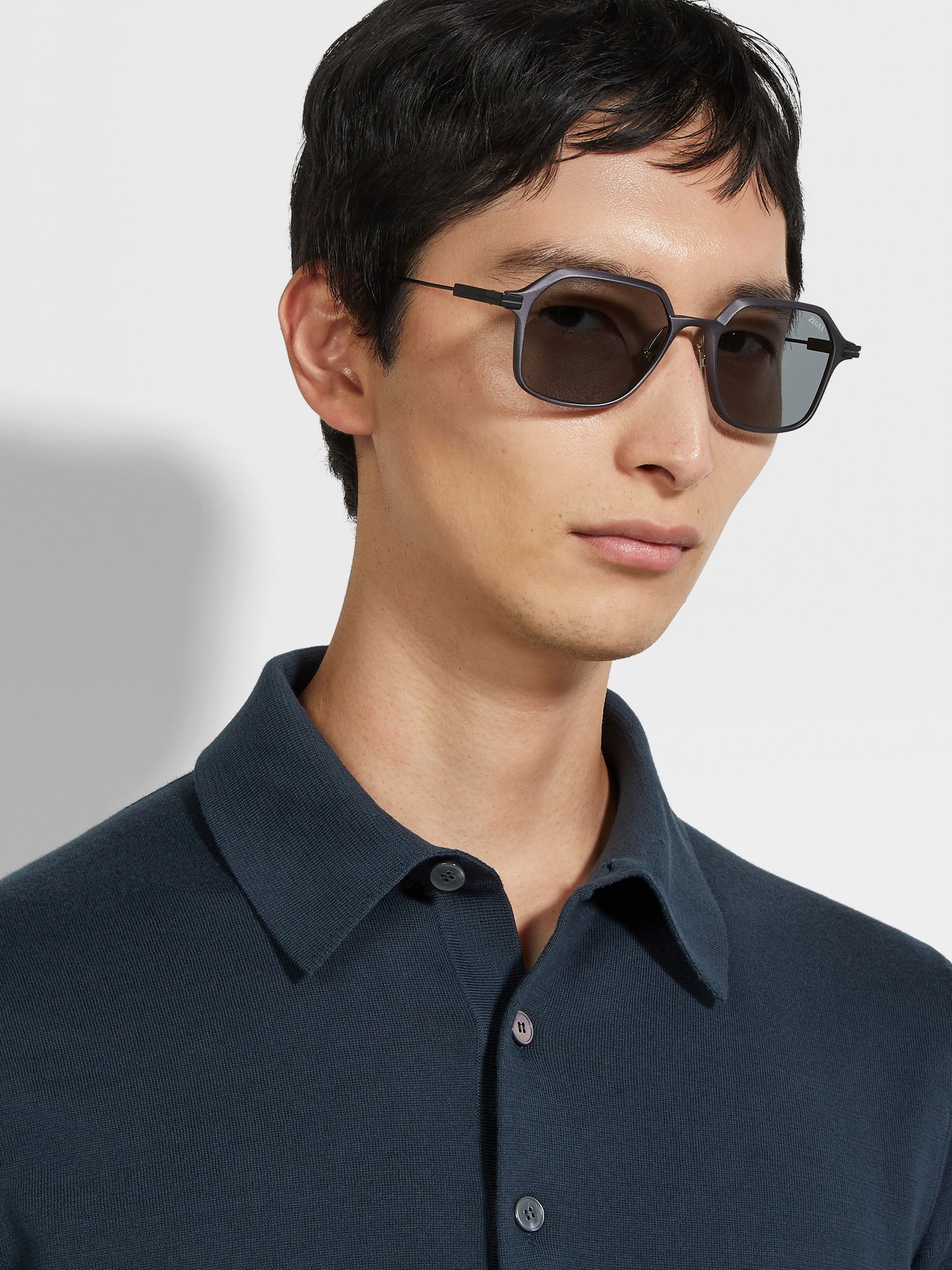 NAVY BLUE ALUMINUM AND METAL SUNGLASSES - 4