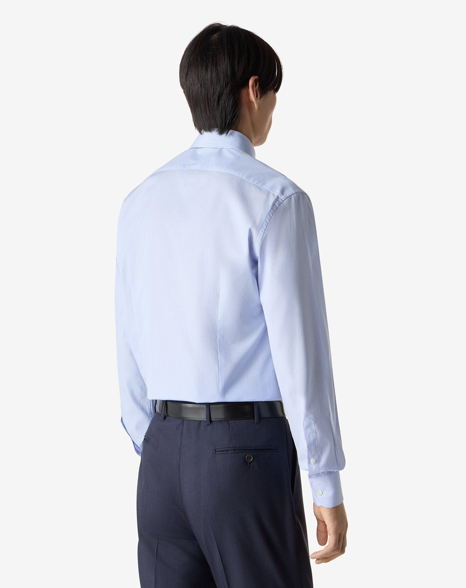 Cotton shirt with white and light Blue micro stripes - 3