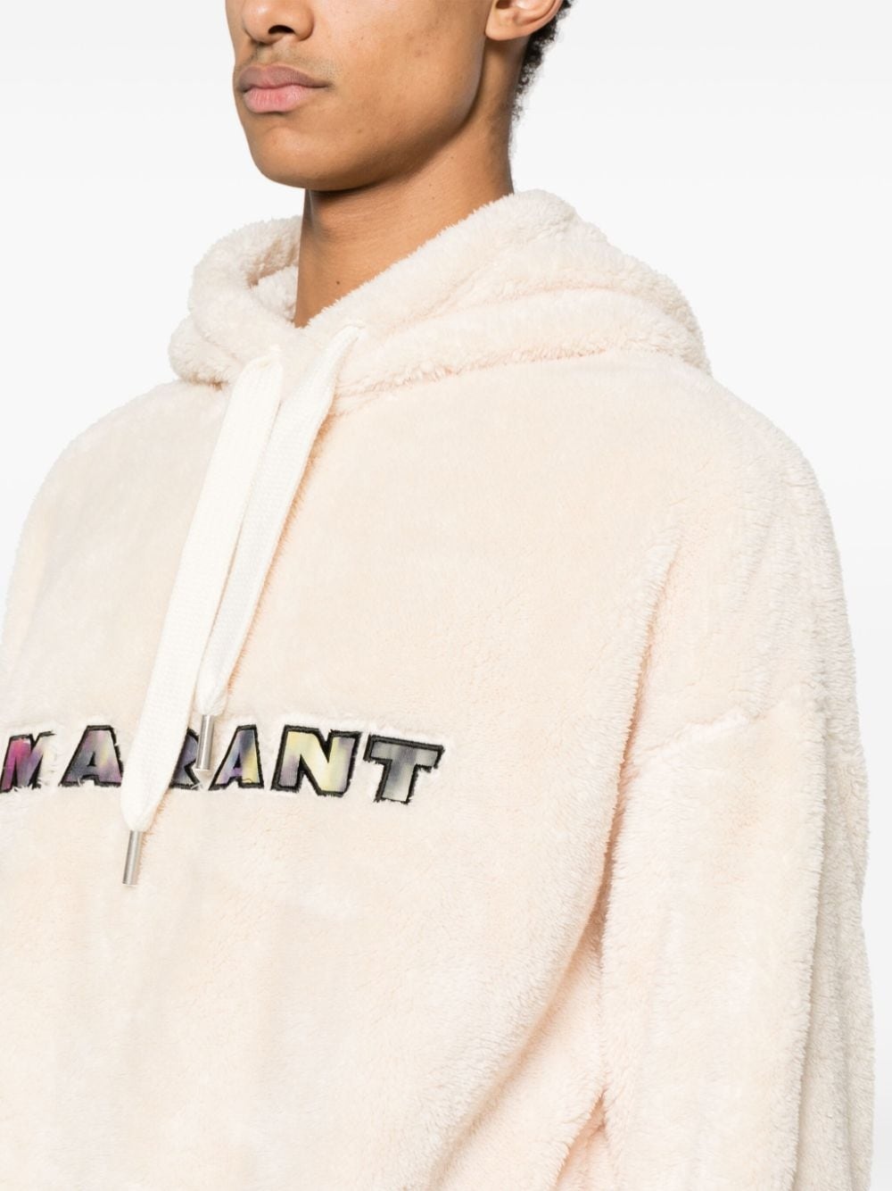 logo-applique fleece hoodie - 5