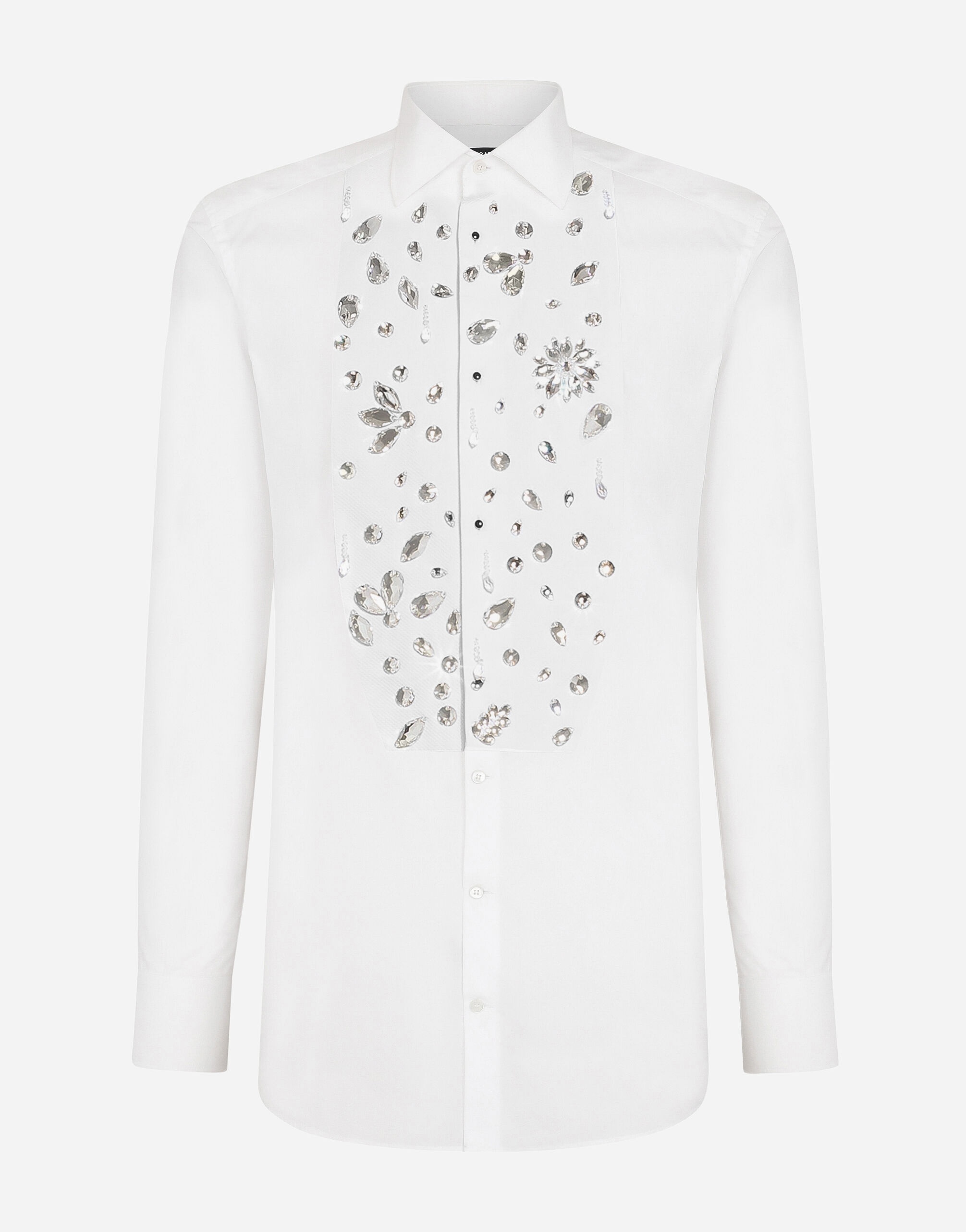 Gold-fit tuxedo shirt with rhinestone embroidery - 1