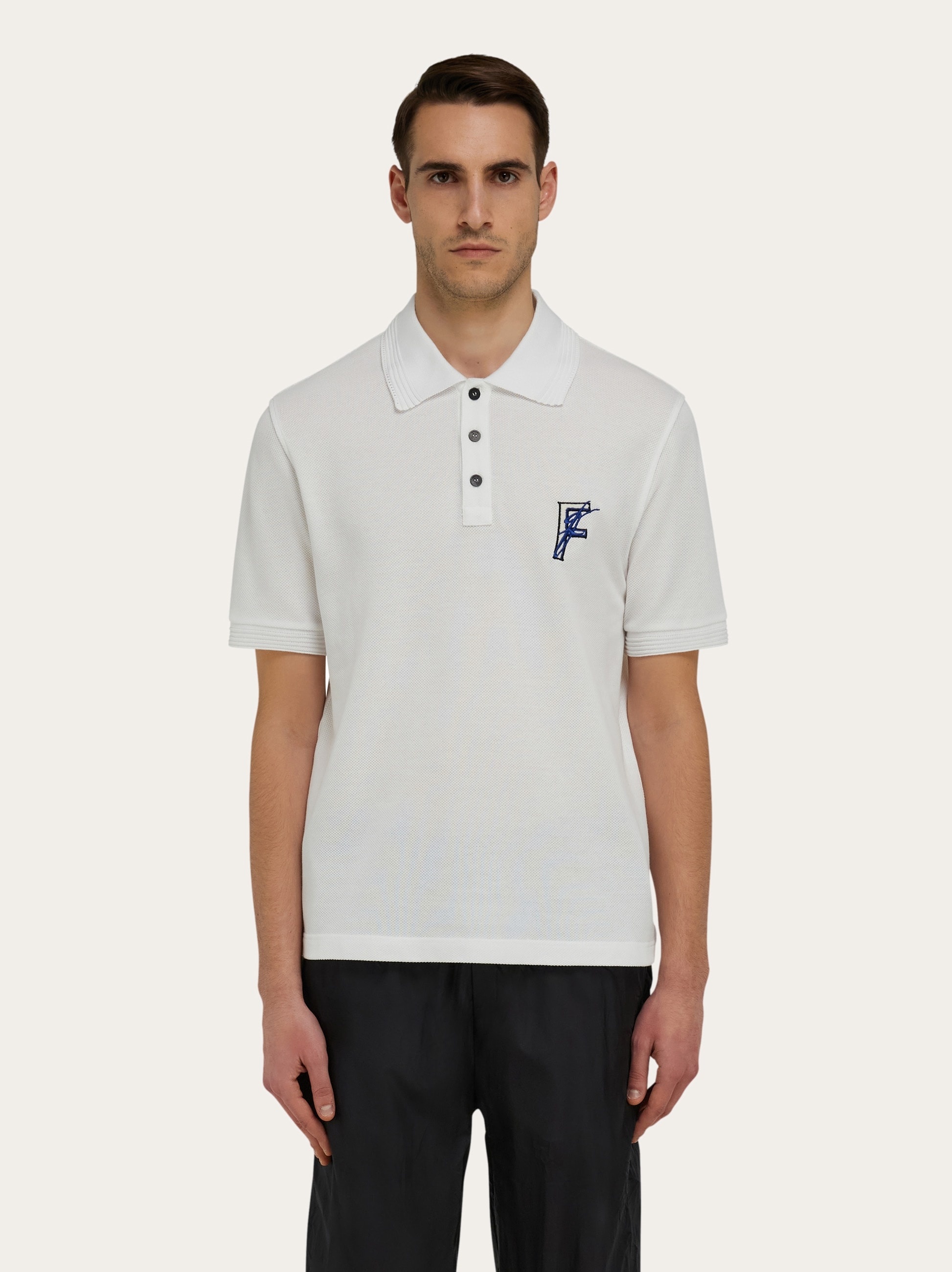 Cotton polo shirt with overlapping embroidery - 2