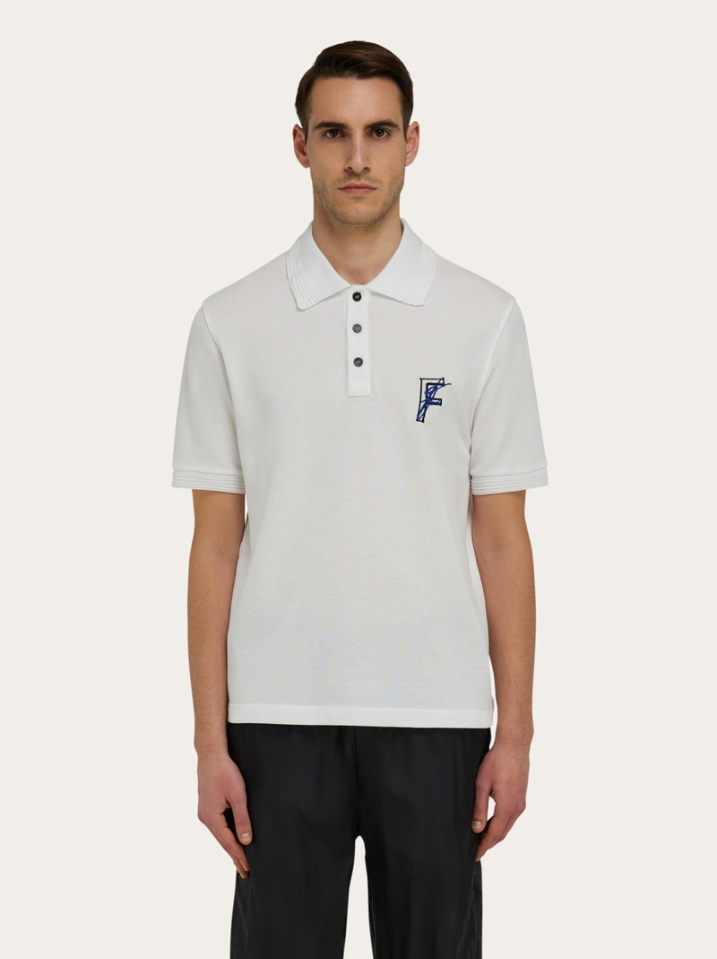 FERRAGAMO Cotton polo shirt with overlapping embroidery outlook