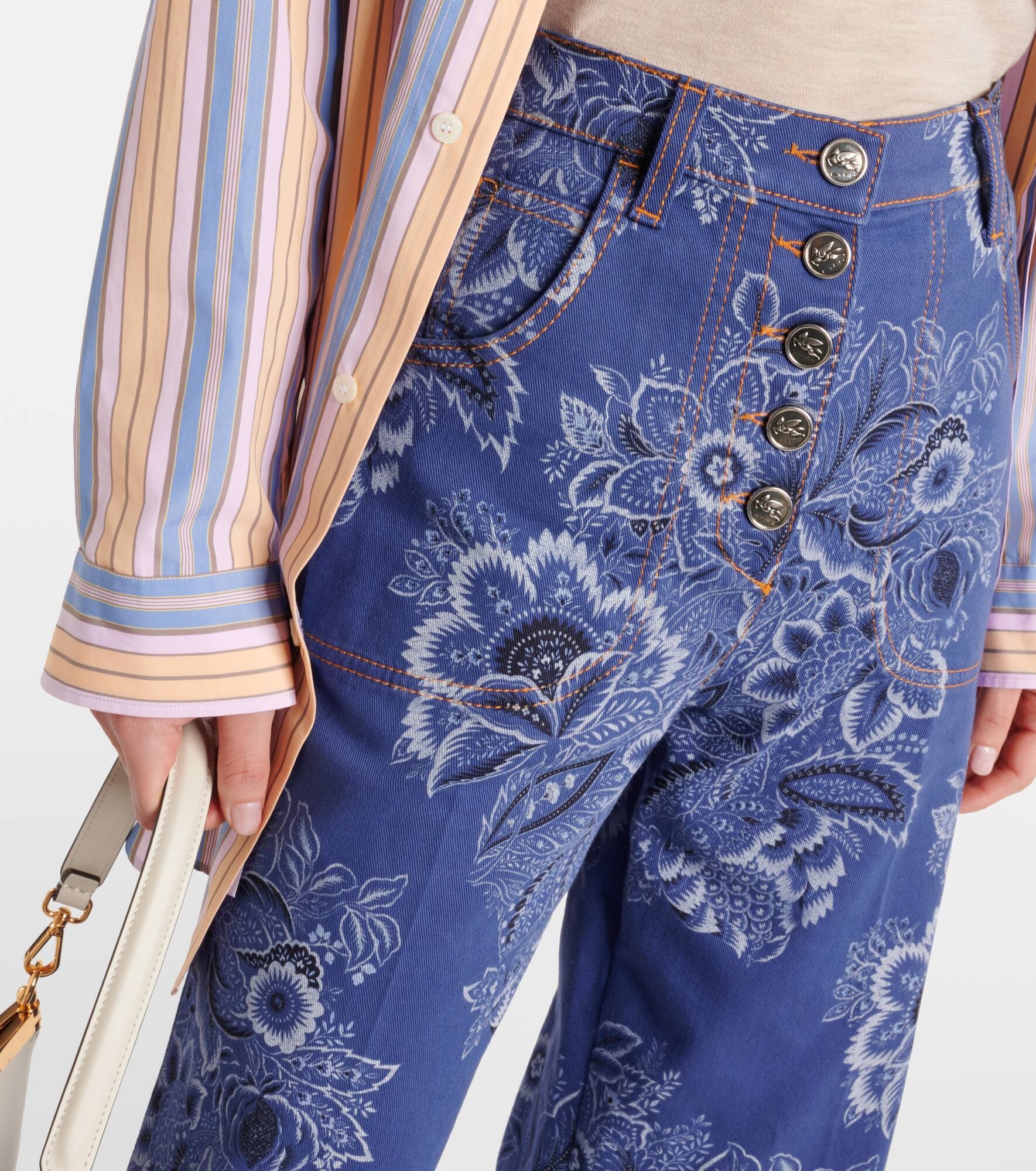 Floral high-rise flared jeans - 4