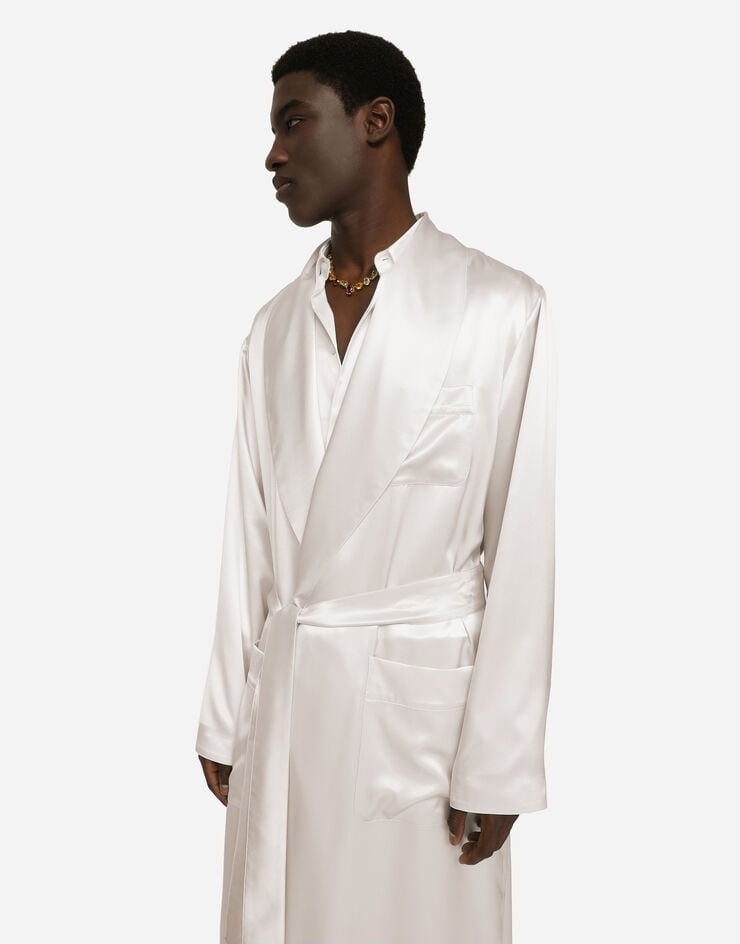 Silk satin robe with metal DG logo - 4