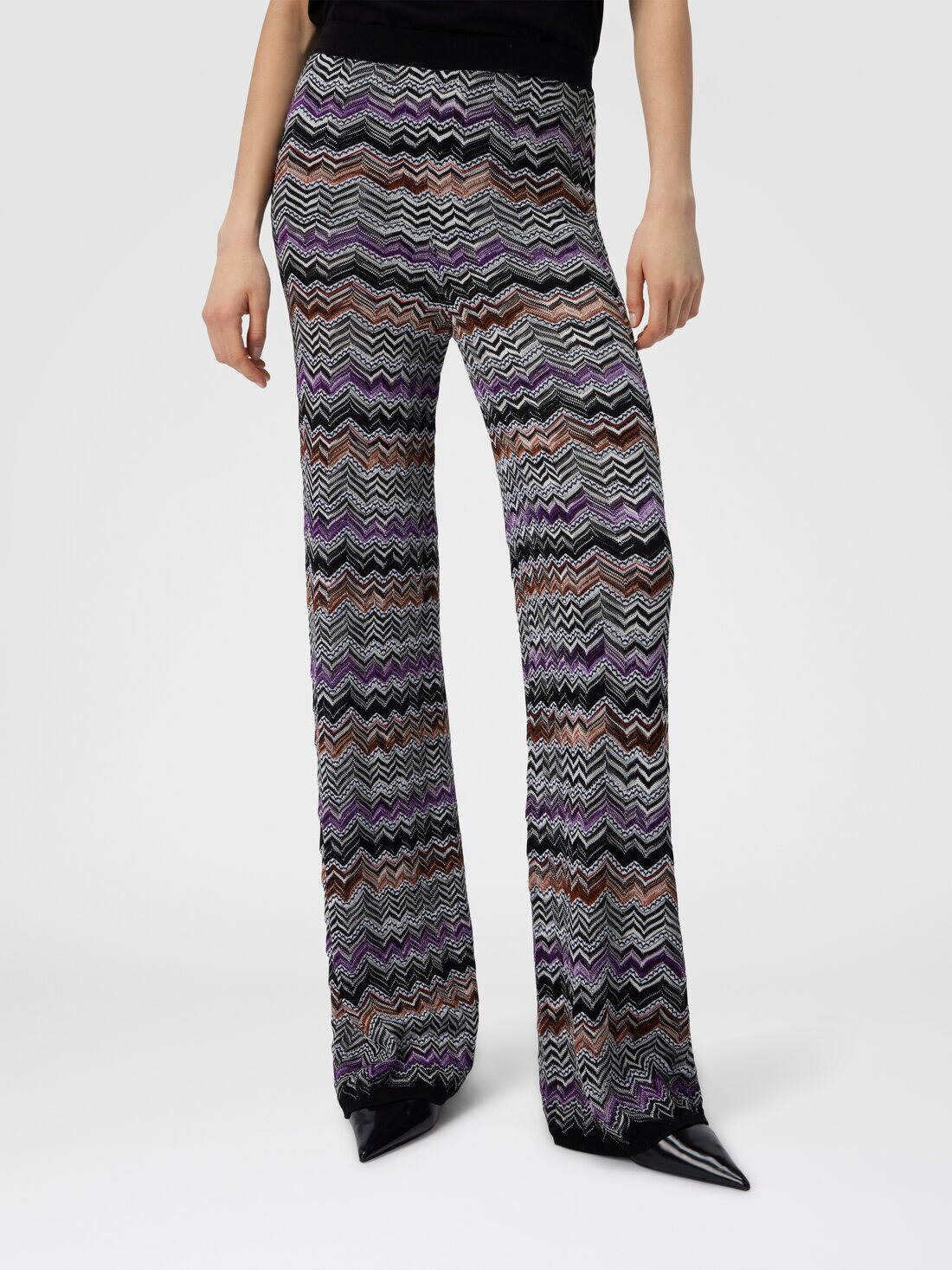Straight Long Pants in English Rib Knit - 4
