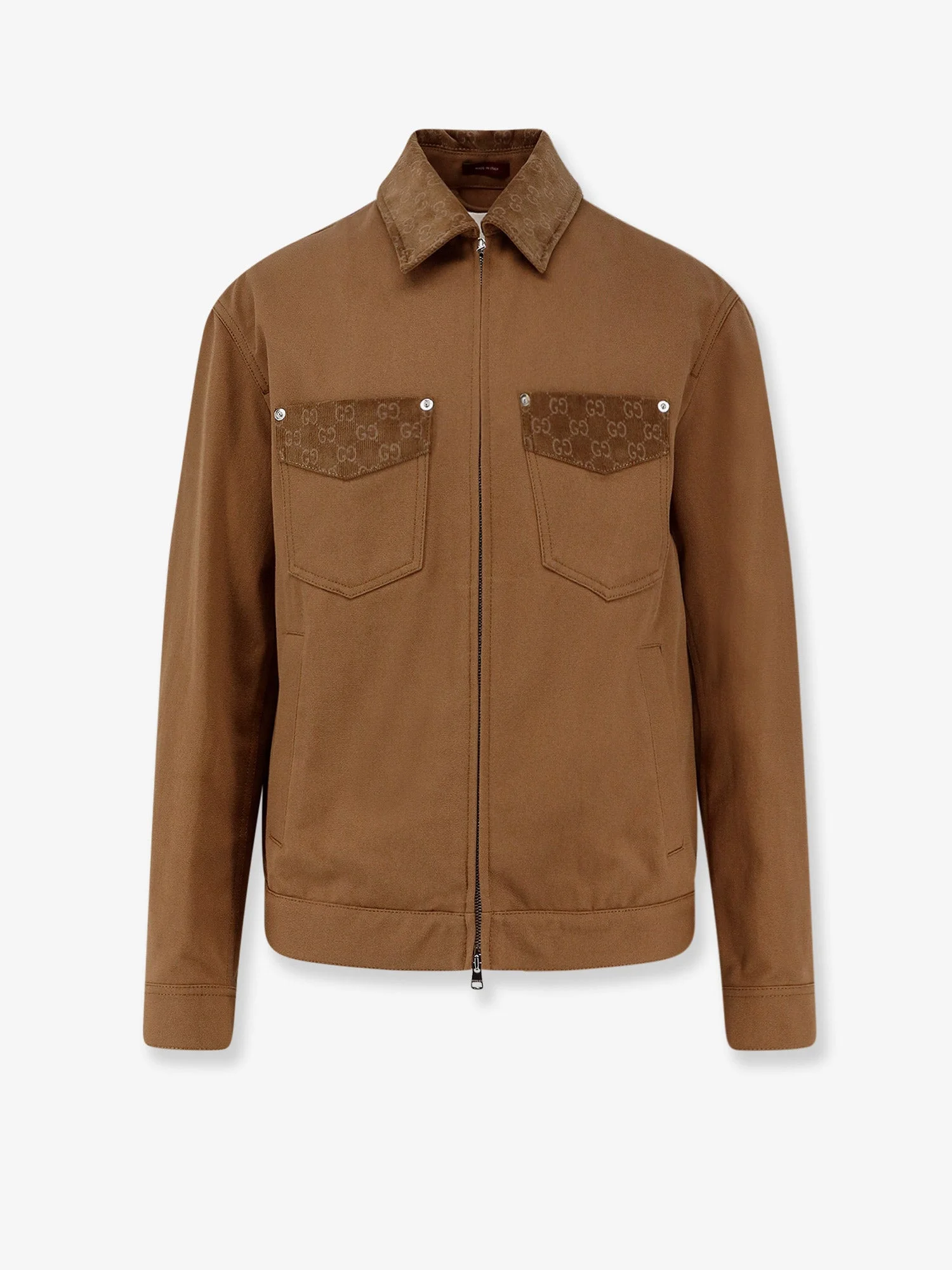 Gucci Men Canvas Jacket With Gg Details - 1