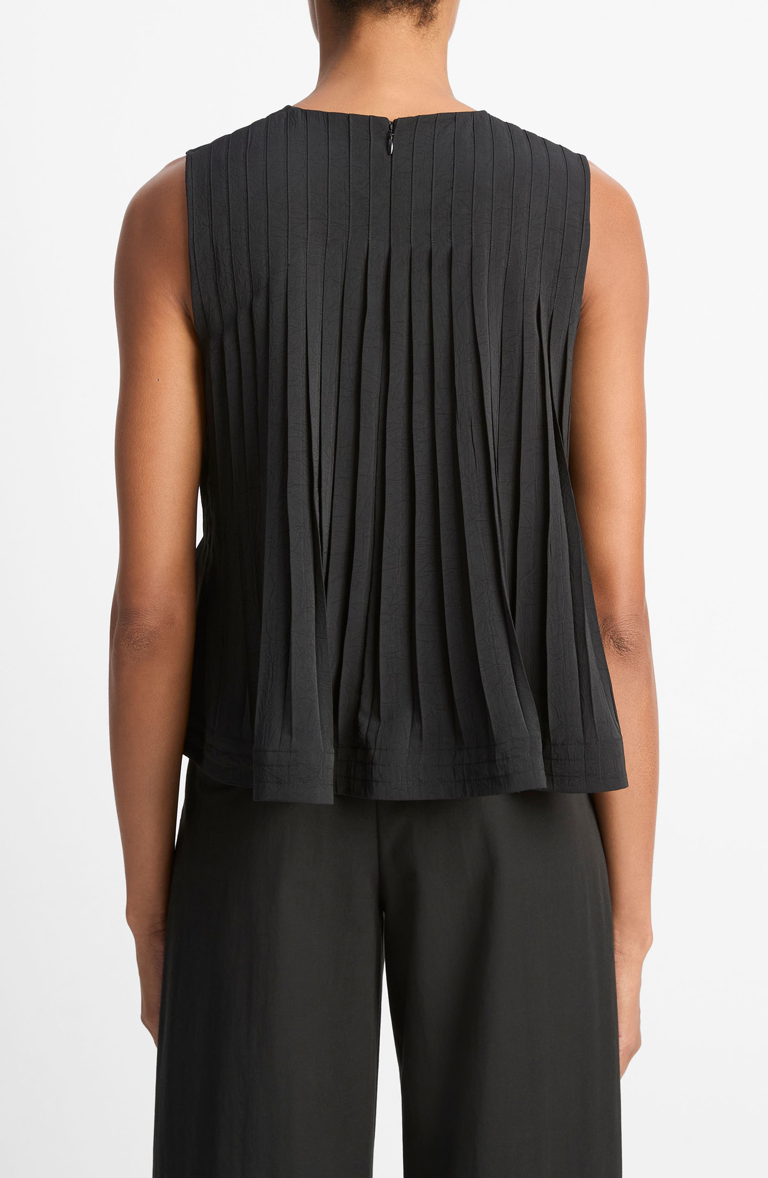 Vince Pleated Sleeveless A-Line Top in Black at Nordstrom - 2