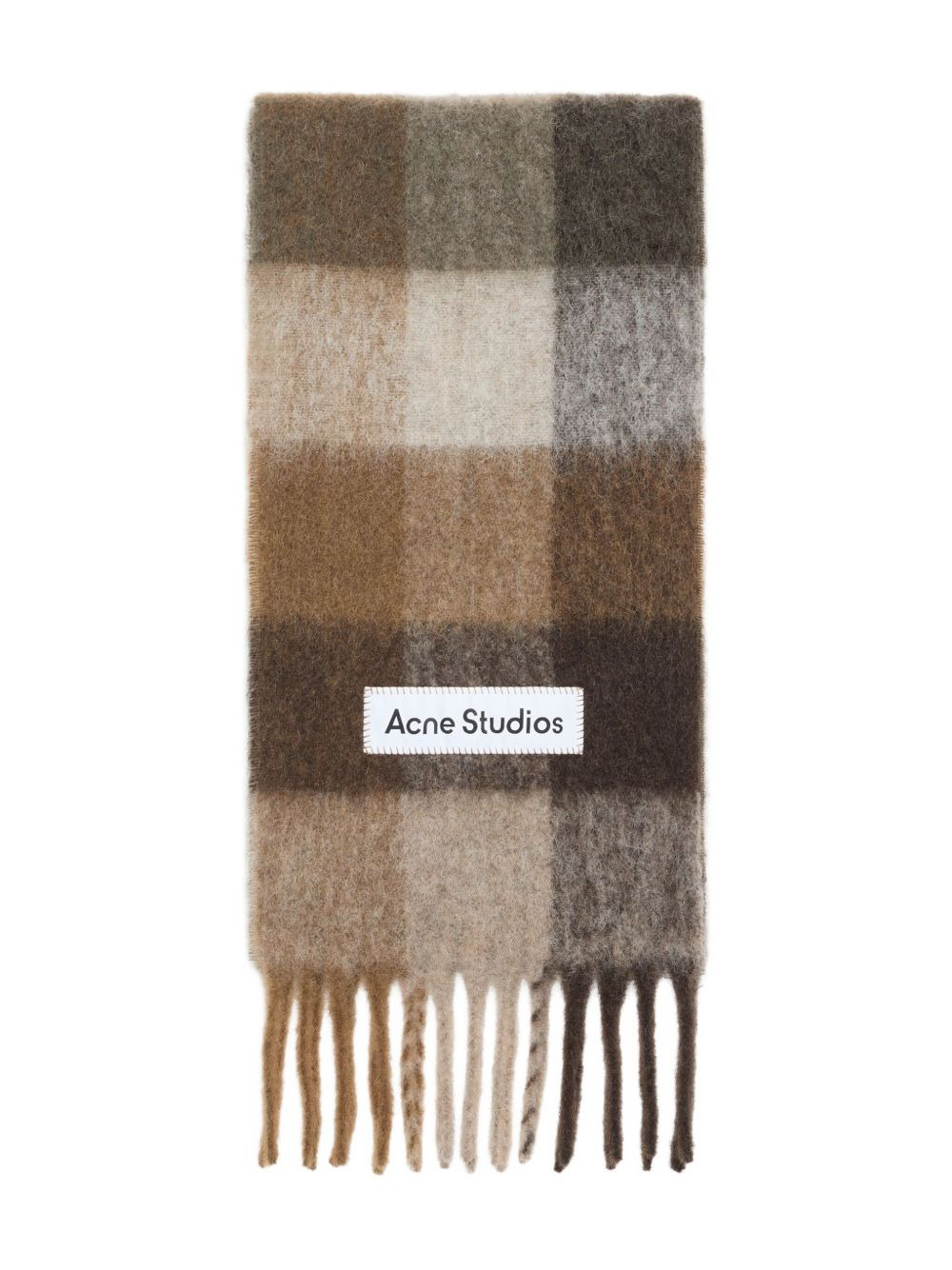 checked fringed scarf - 1
