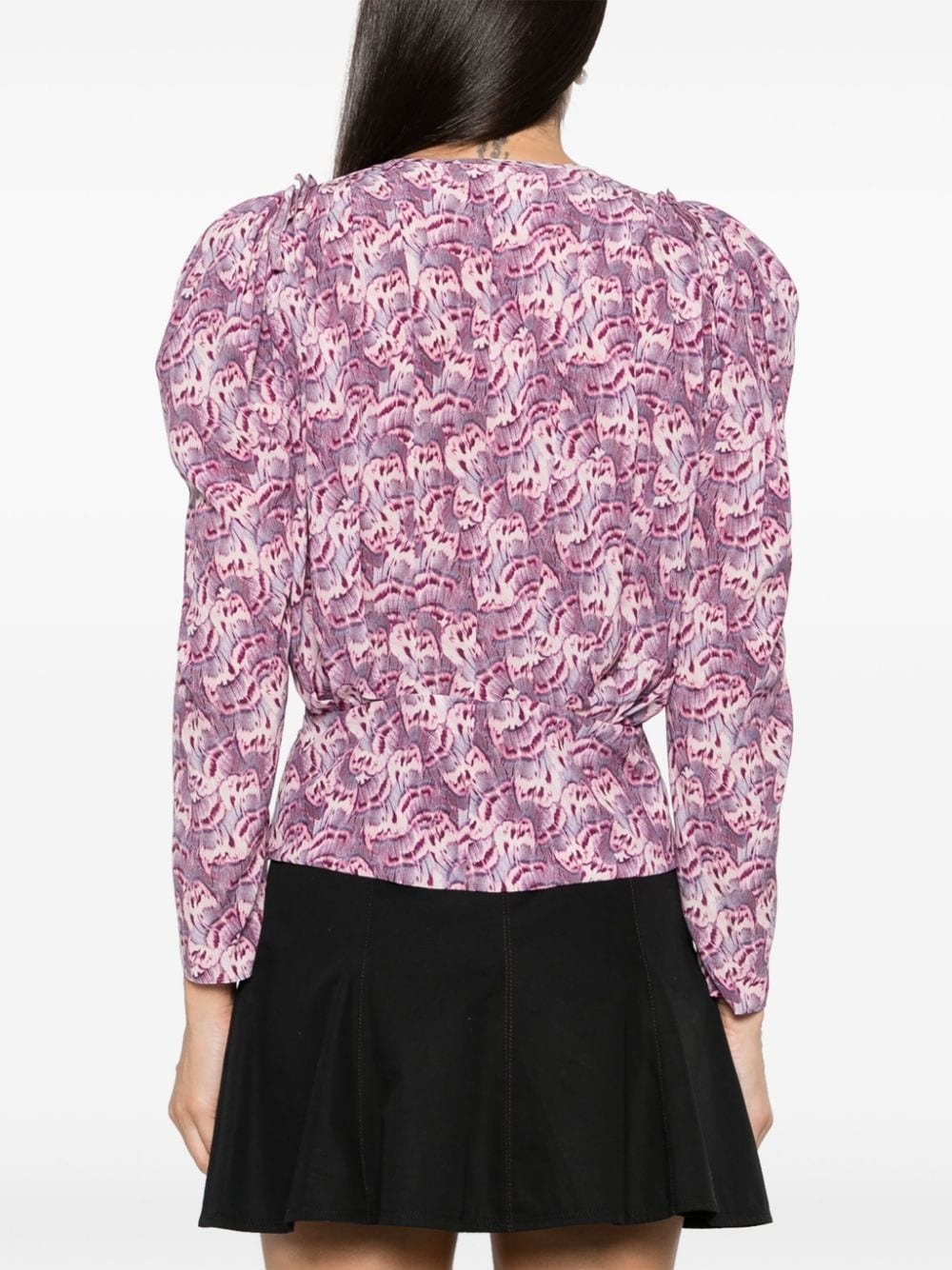 graphic-print silk-blend blouse - 4