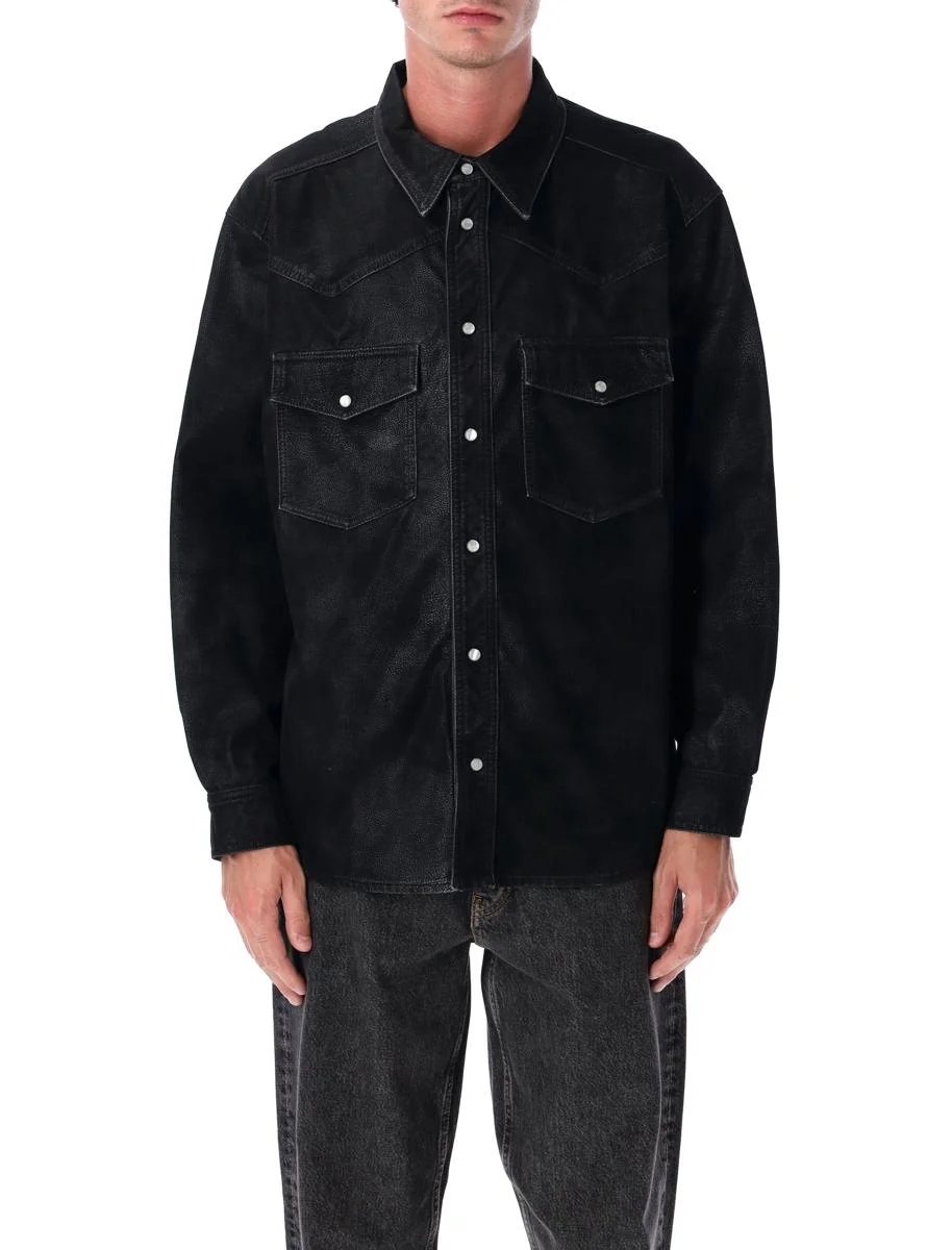 Isabel Marant Kadrian Black Eco Leather Overshirt - 1