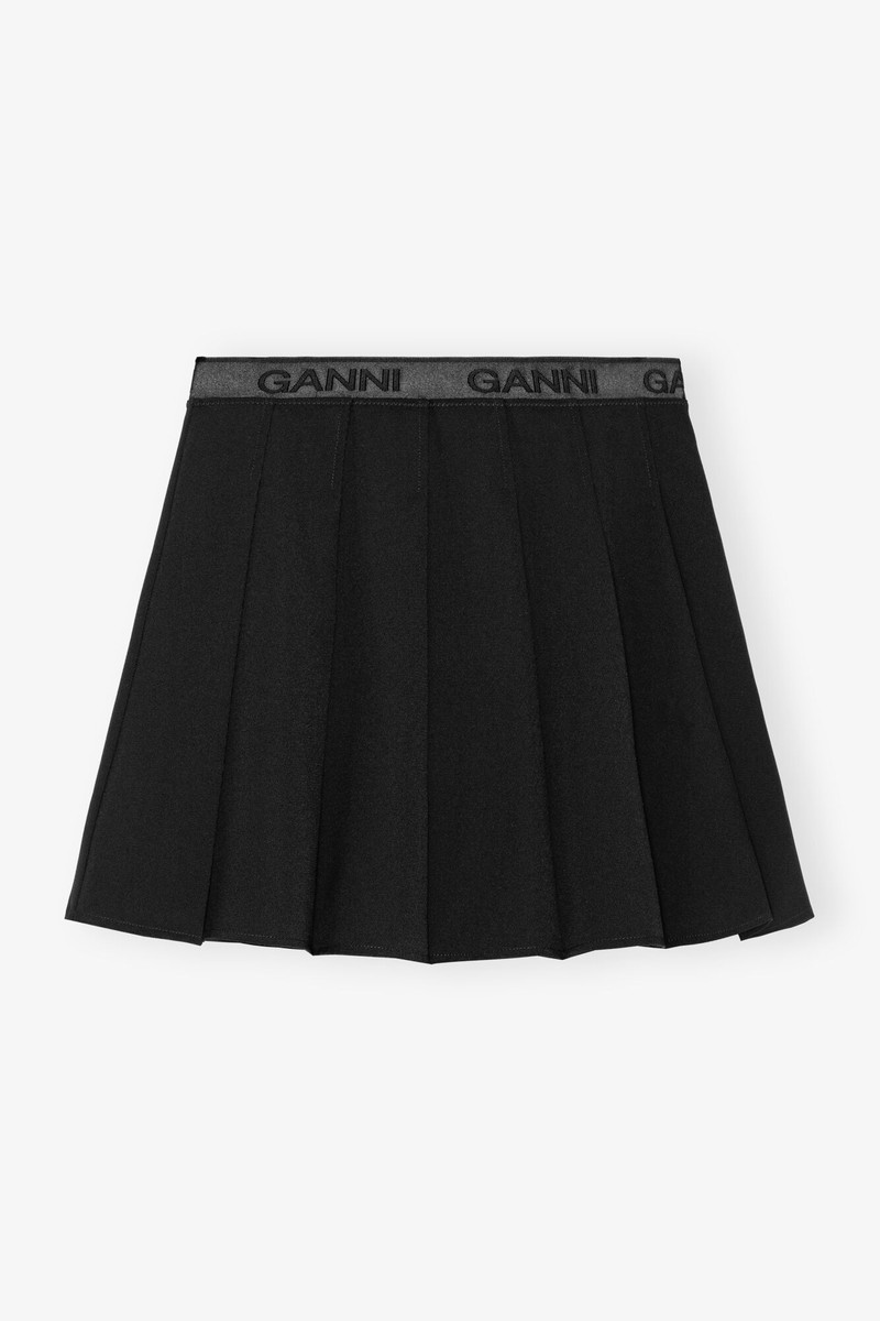 BLACK LIGHT TWILL PLEATED MINI SKIRT 1